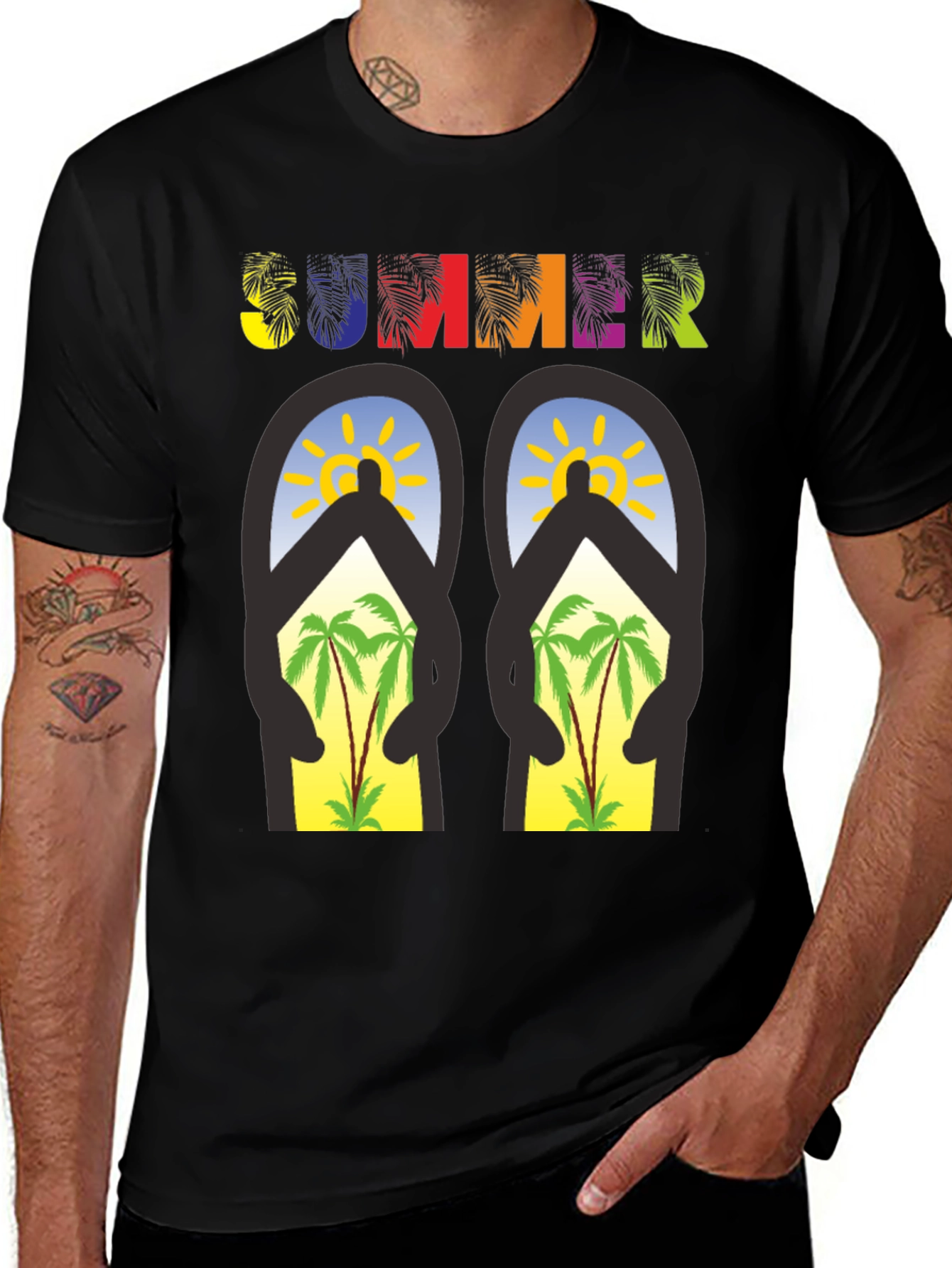 Summer Flip Flop T-Shirt - Palm Tree Beach Vibes