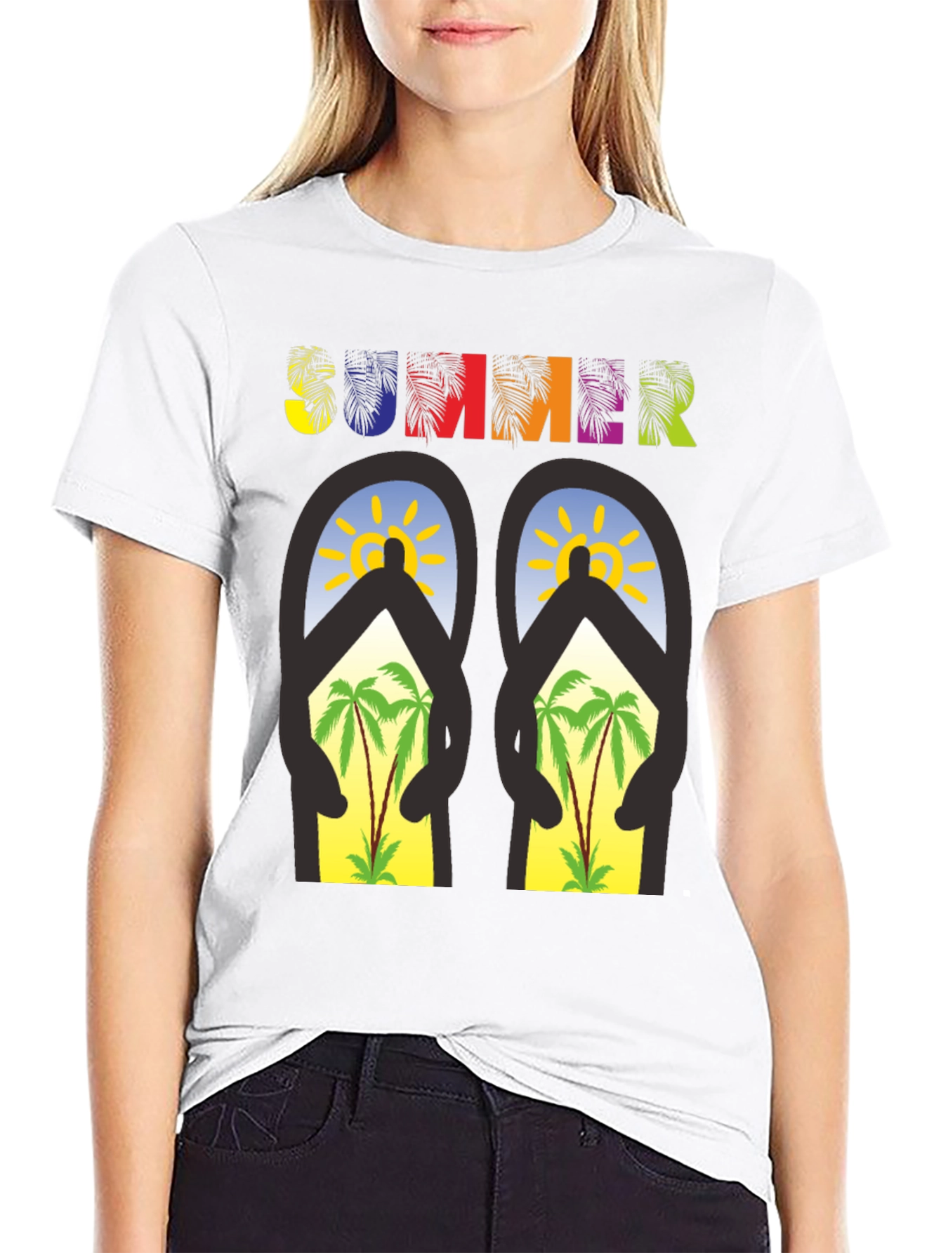 Summer Flip Flop T-Shirt - Palm Tree Beach Vibes