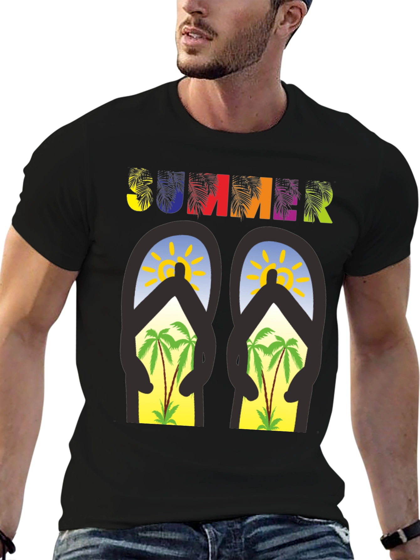 Summer Flip Flop T-Shirt - Palm Tree Beach Vibes