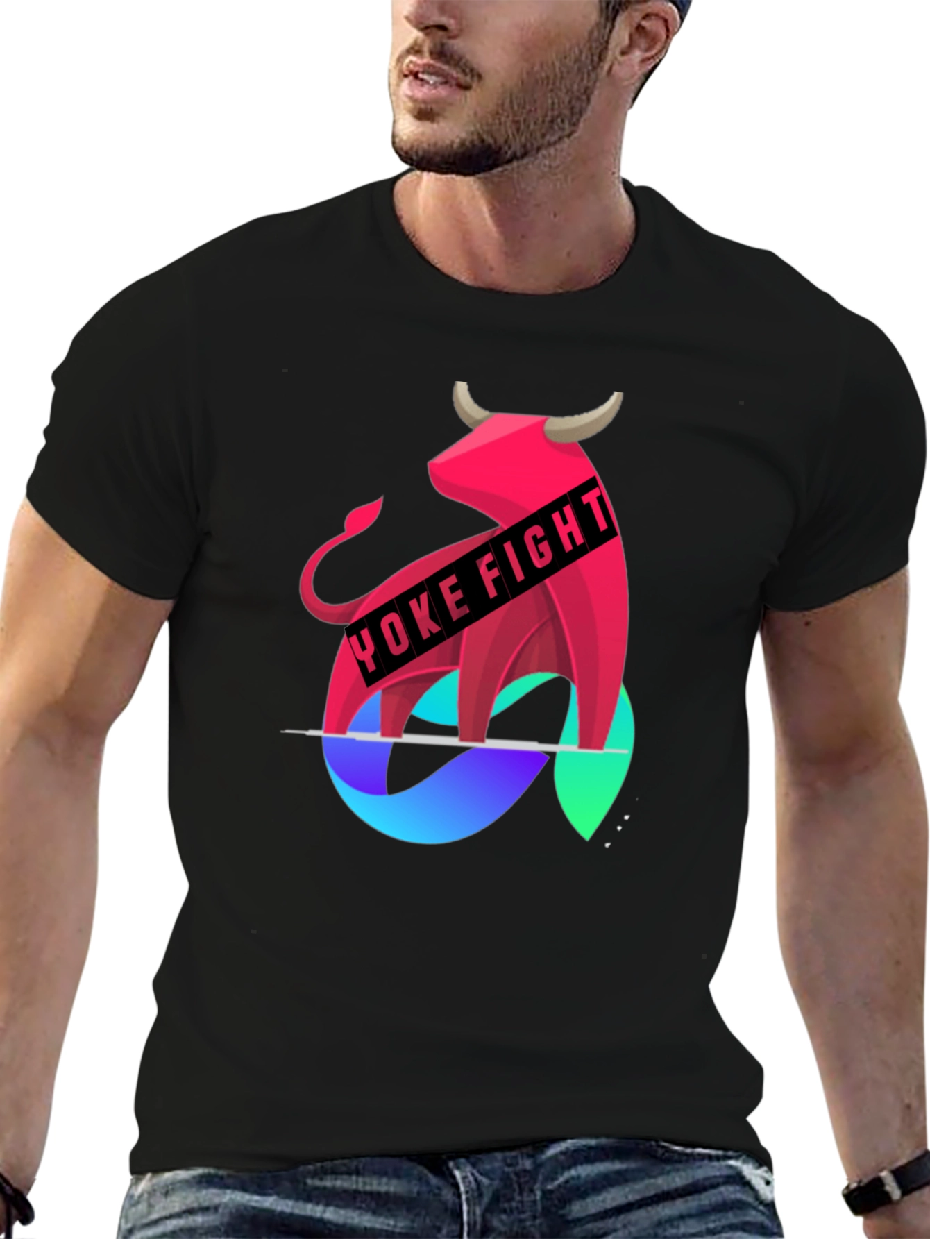 Yoke Fight Bull Graphic Tee - Stylish Mens T-Shirt