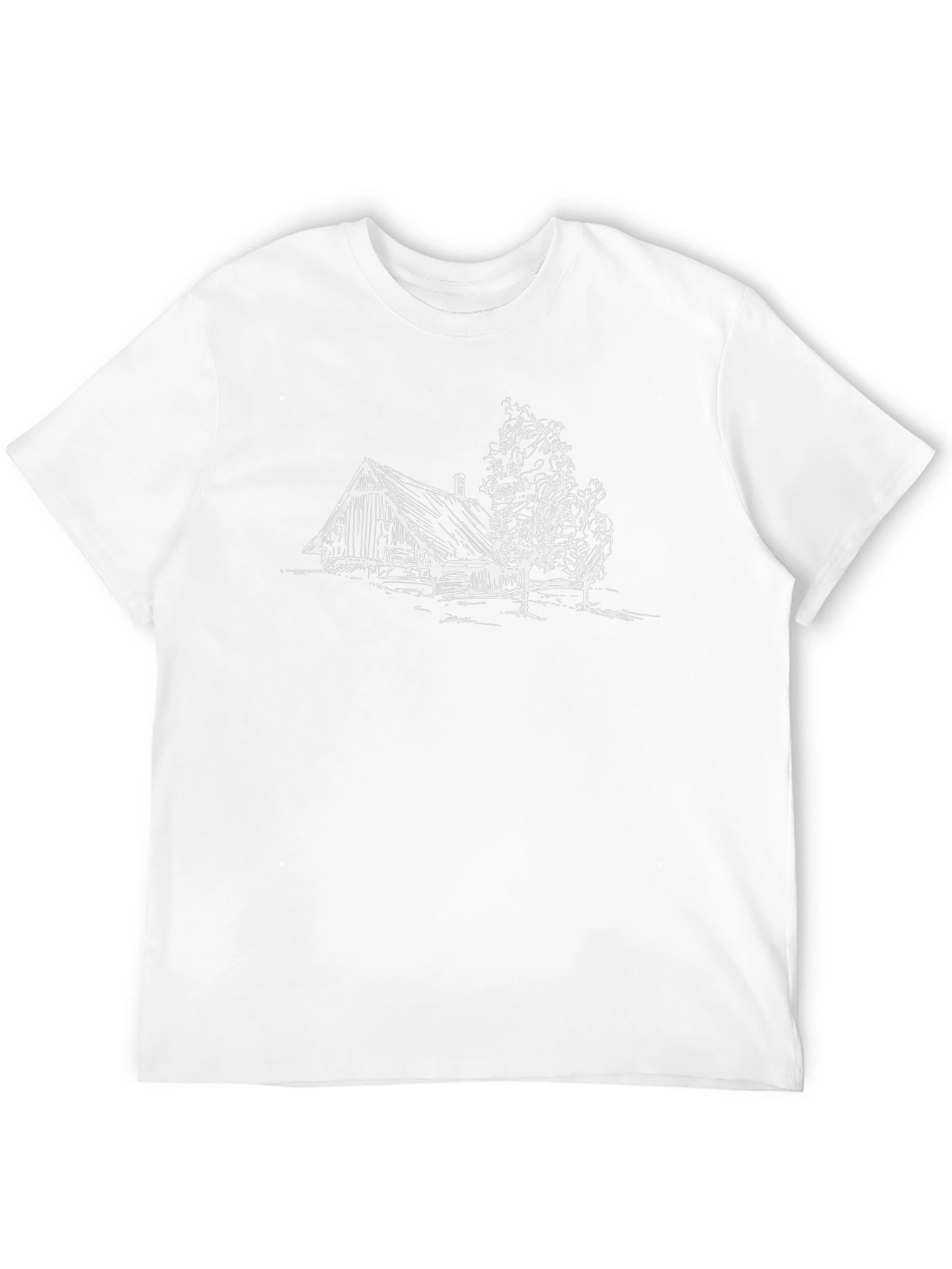 Rustic Cabin Sketch Black T-Shirt