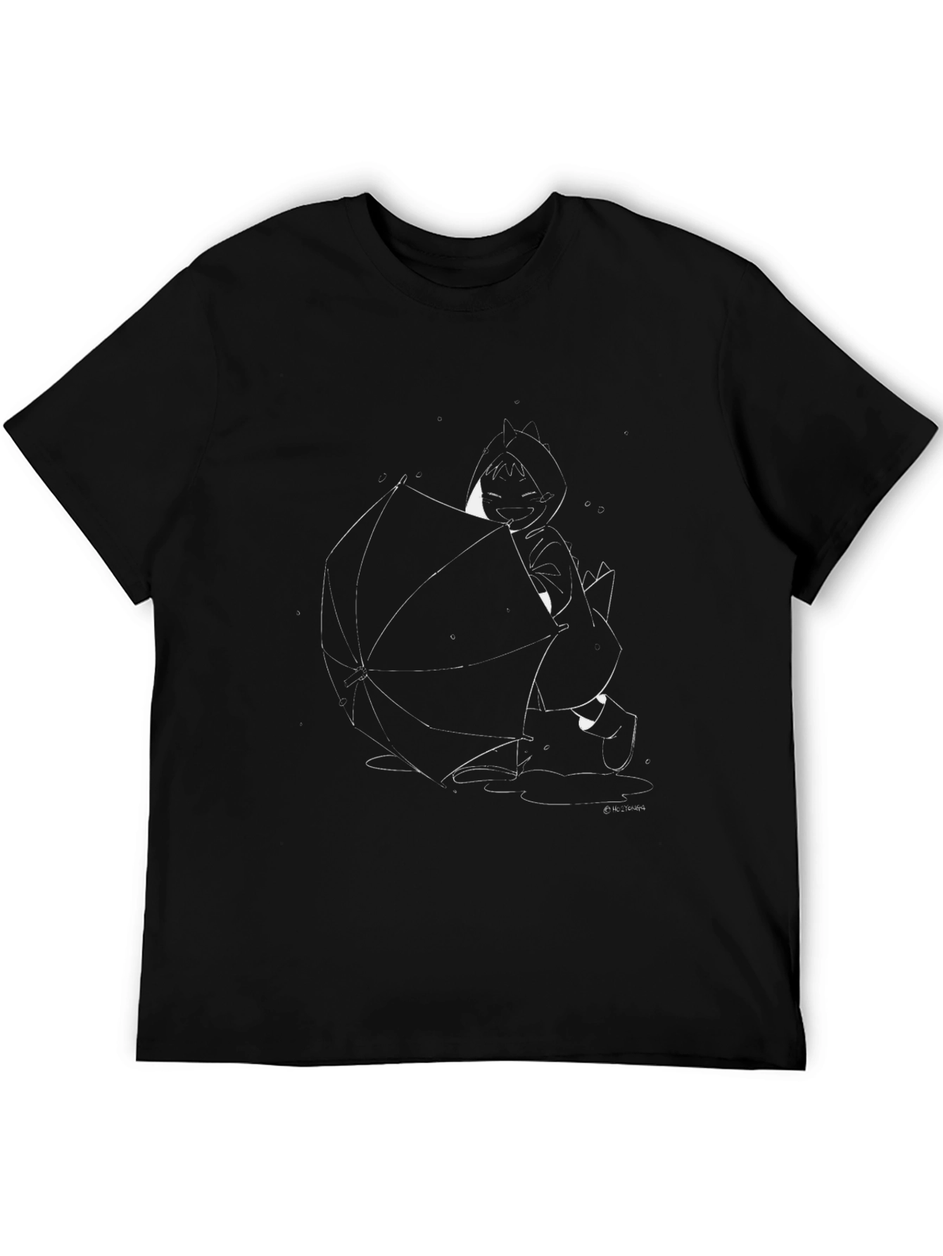 Rainy Day Character Tee - Black Cotton Comfort