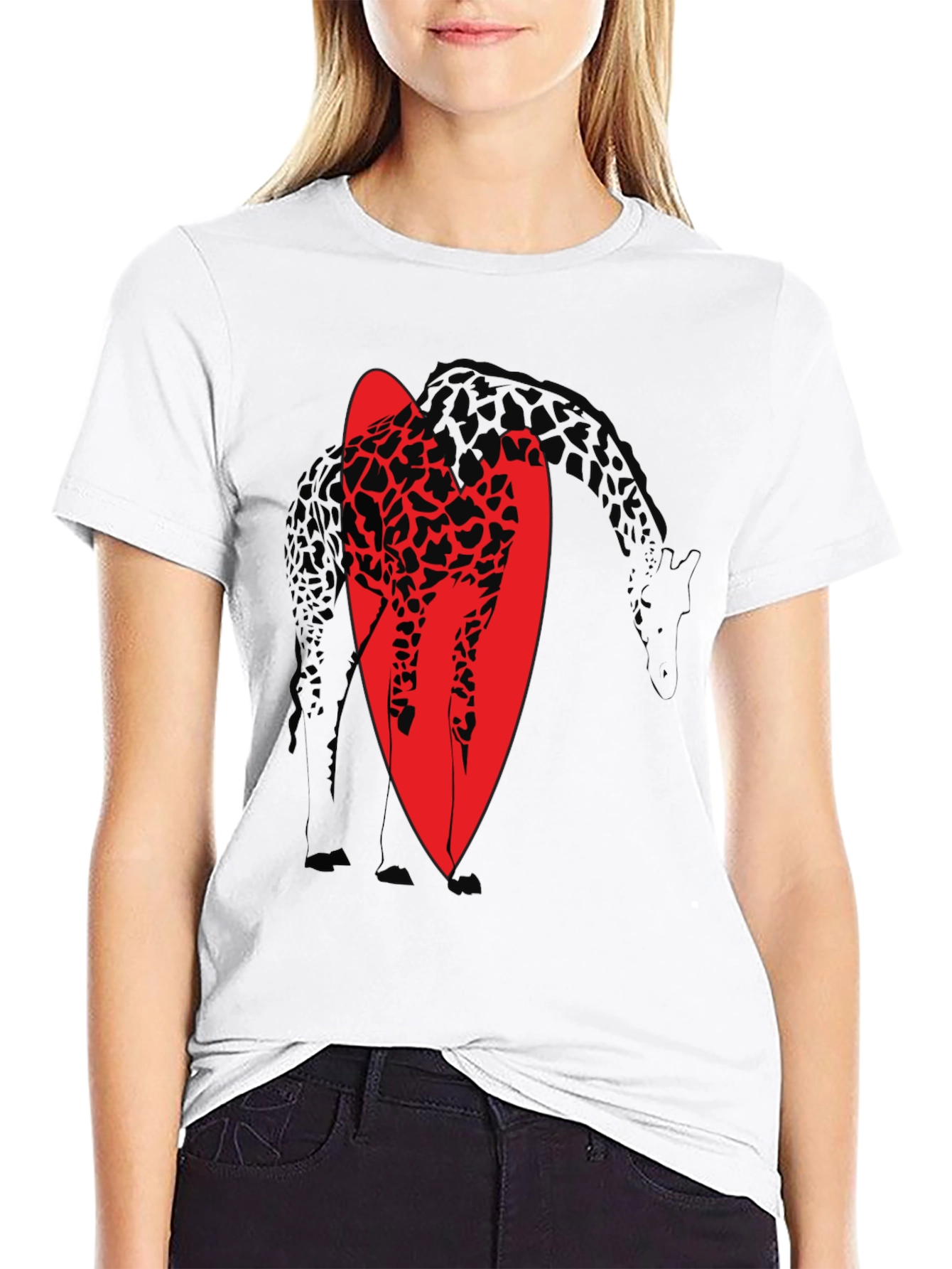Giraffe Silhouette Graphic T-Shirt - Black