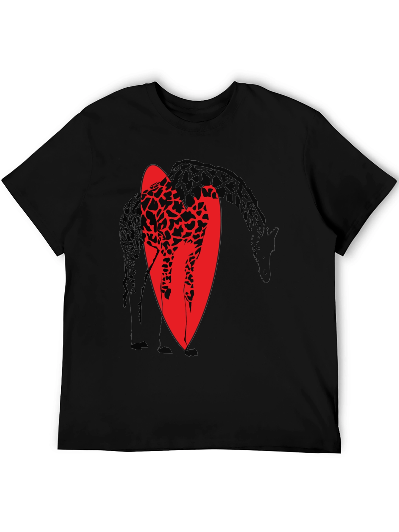 Giraffe Silhouette Graphic T-Shirt - Black
