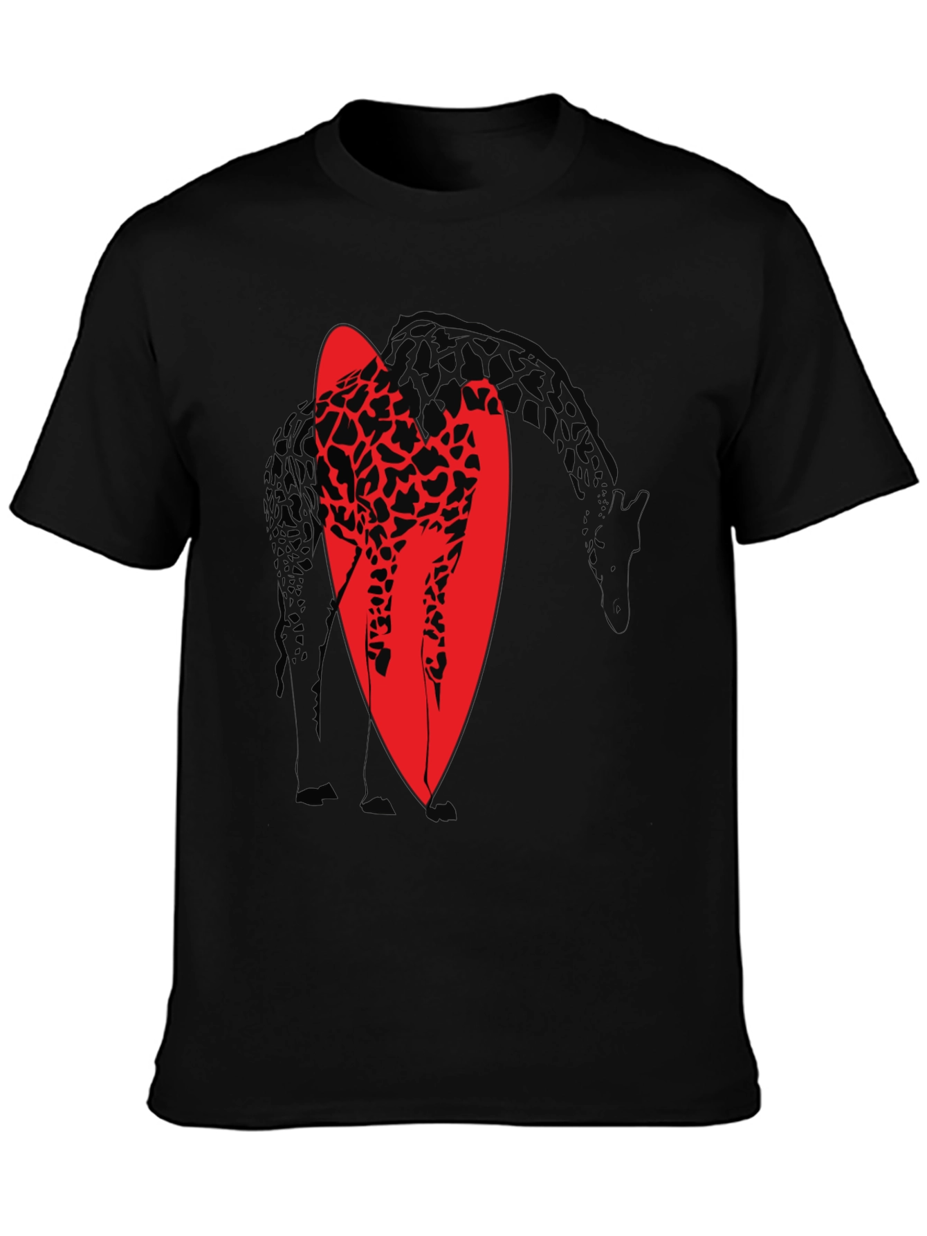 Giraffe Silhouette Graphic T-Shirt - Black