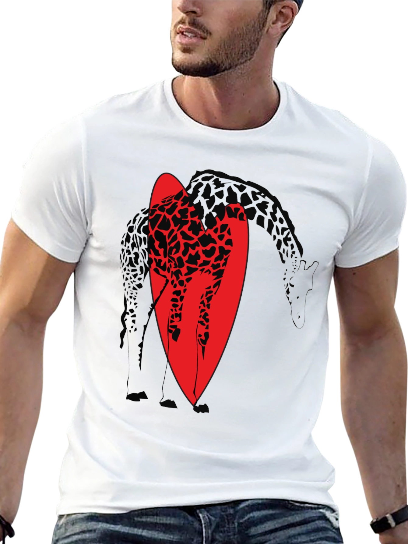 Giraffe Silhouette Graphic T-Shirt - Black