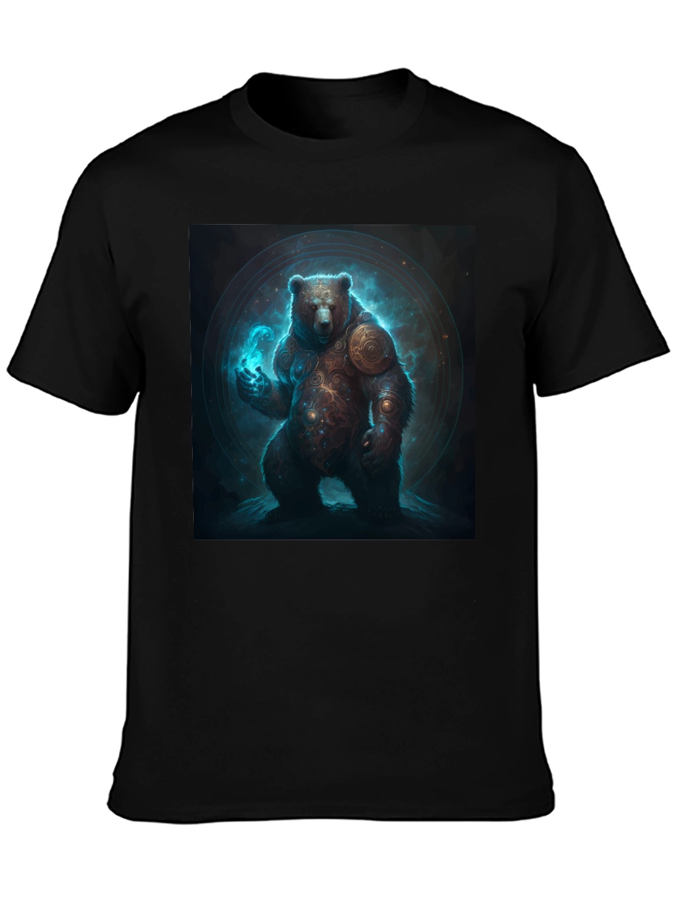 Mystic Bear Graphic Tee - Black Cotton Blend