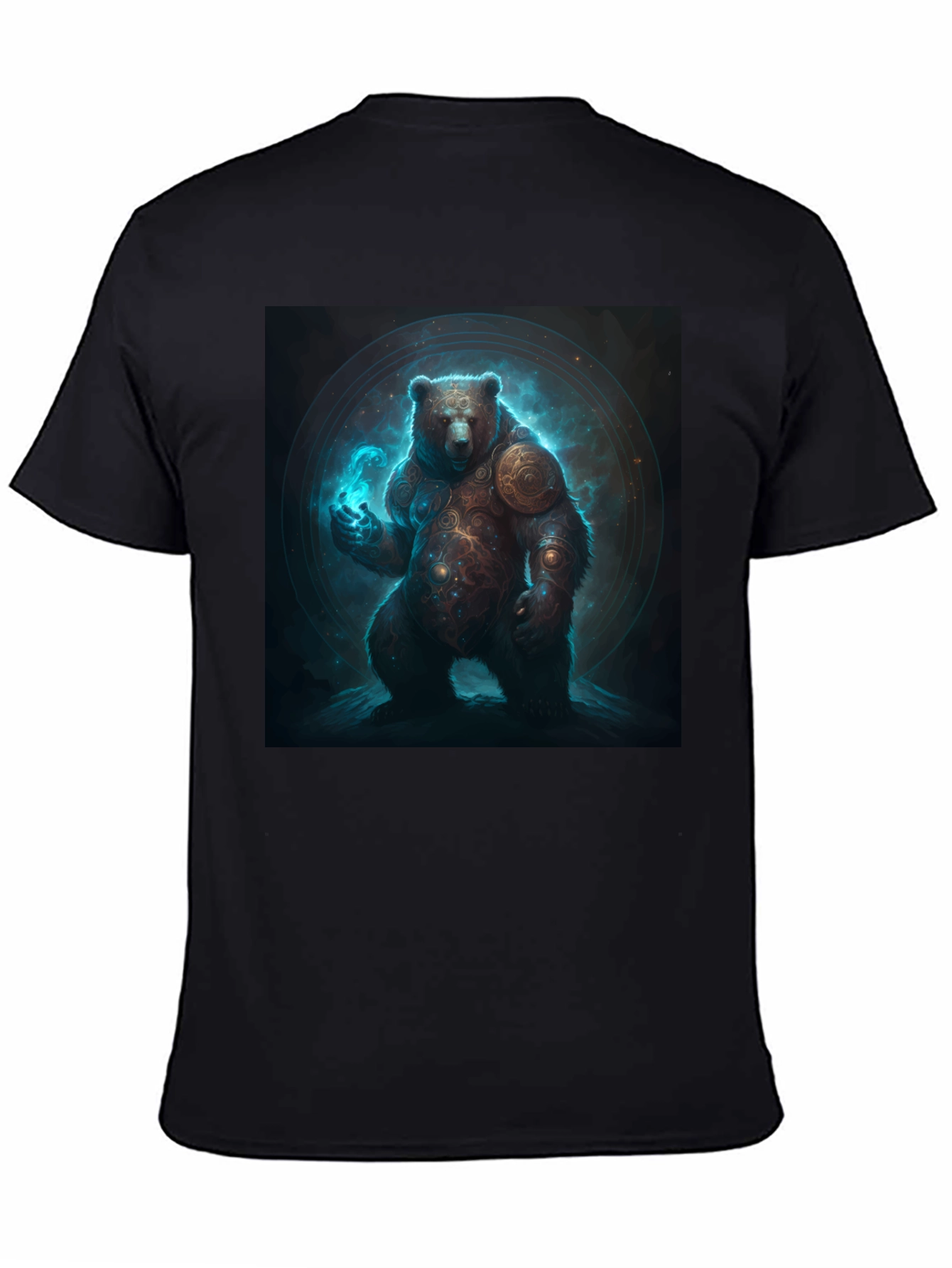 Mystic Bear Graphic Tee - Black Cotton Blend