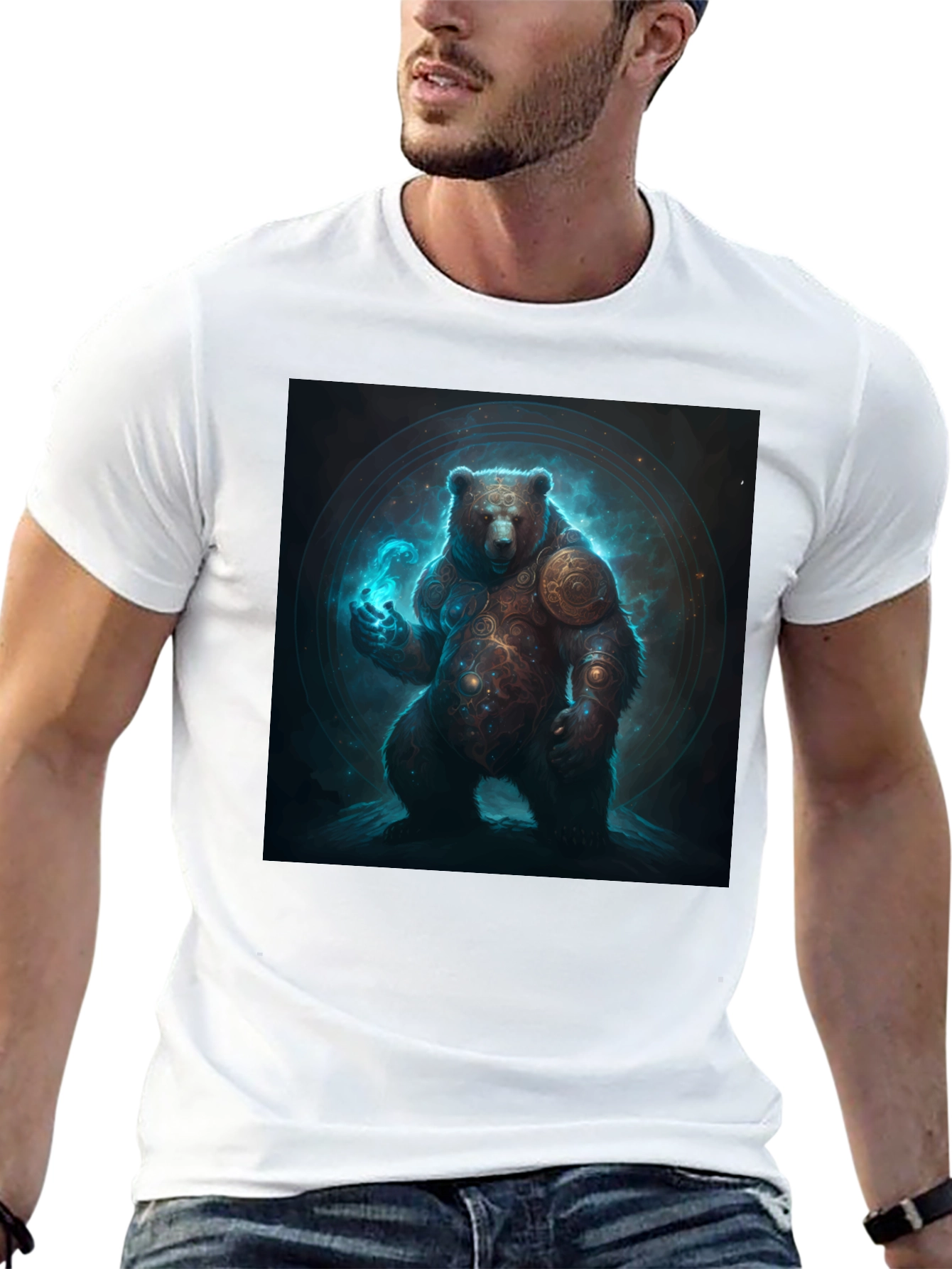 Mystic Bear Graphic Tee - Black Cotton Blend