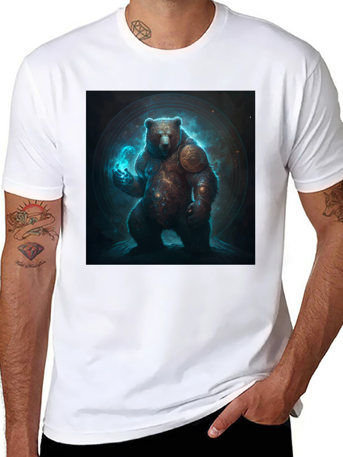 Mystic Bear Graphic Tee - Black Cotton Blend