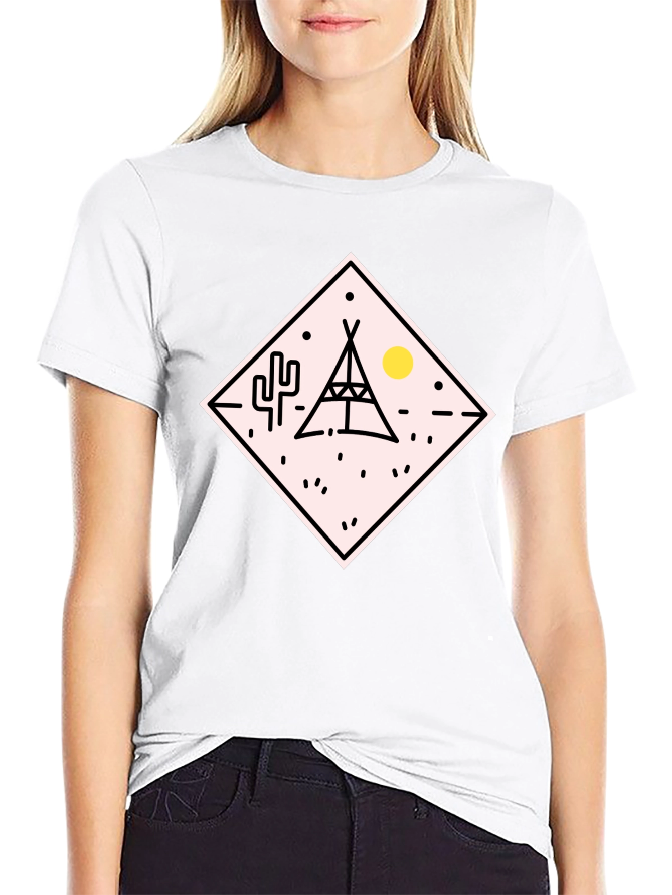 Teepee Desert Graphic T-Shirt - Black