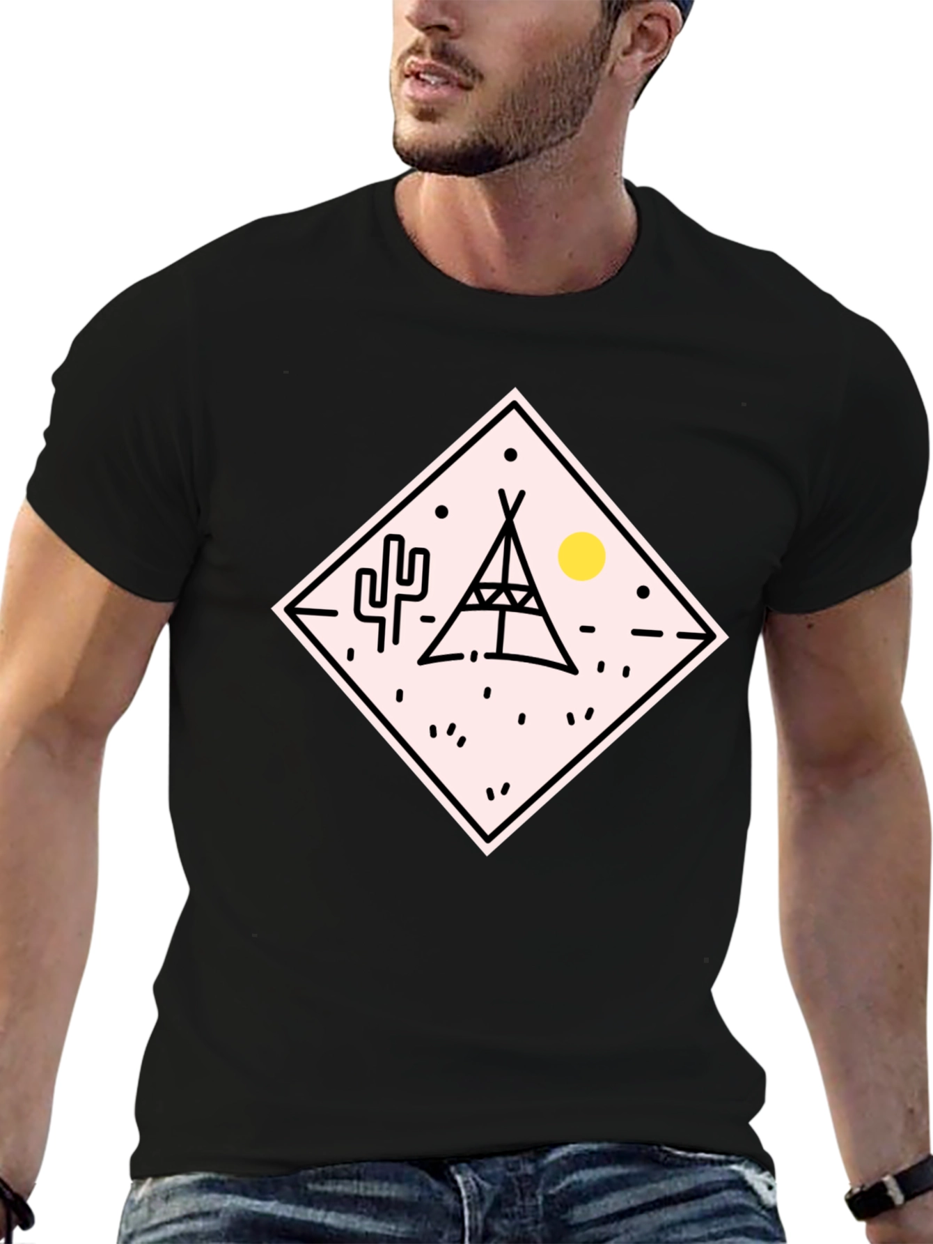 Teepee Desert Graphic T-Shirt - Black