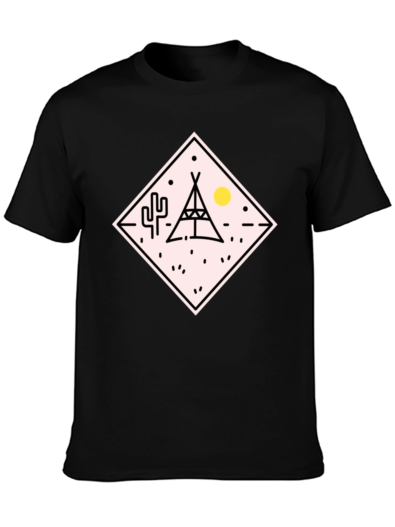 Teepee Desert Graphic T-Shirt - Black