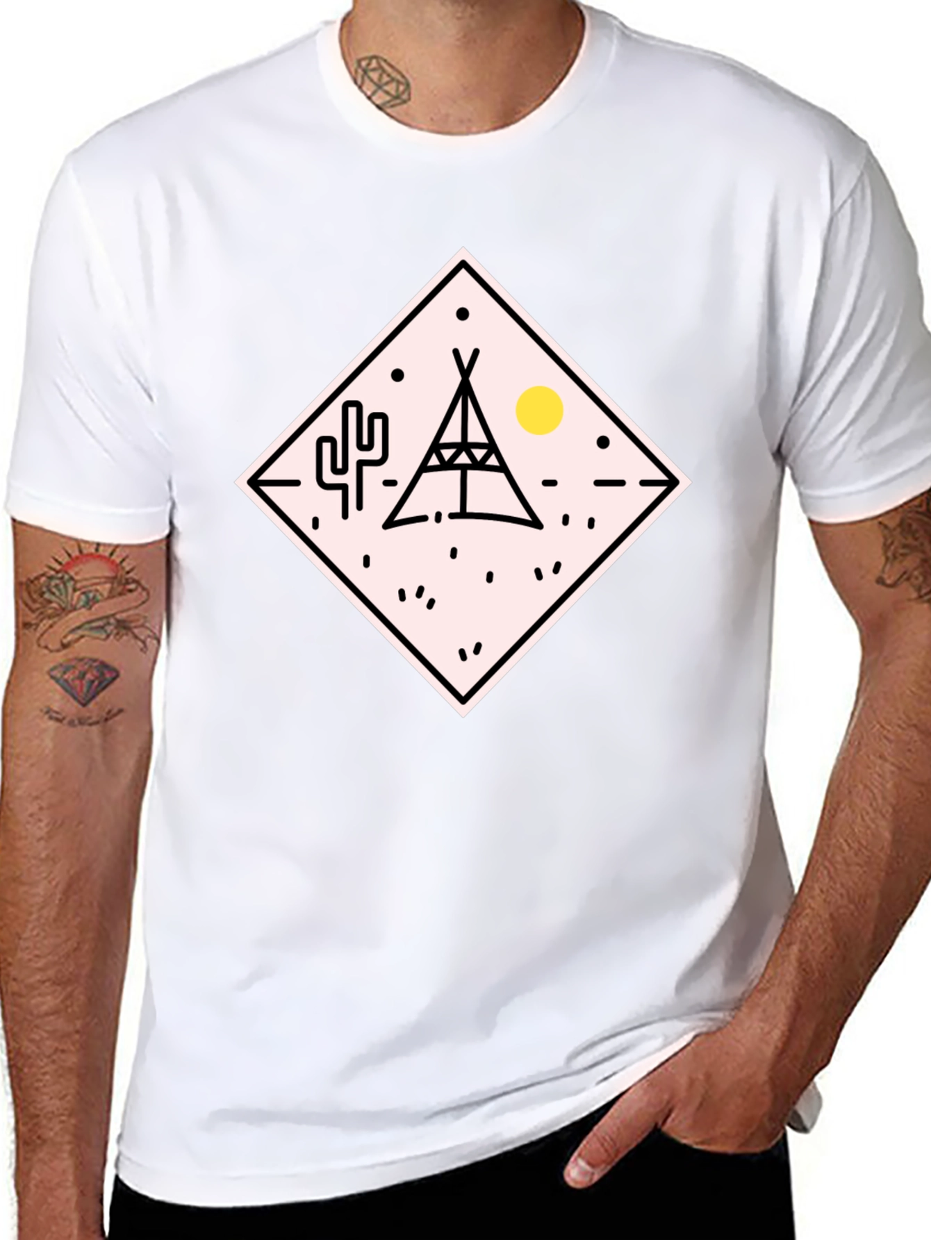 Teepee Desert Graphic T-Shirt - Black