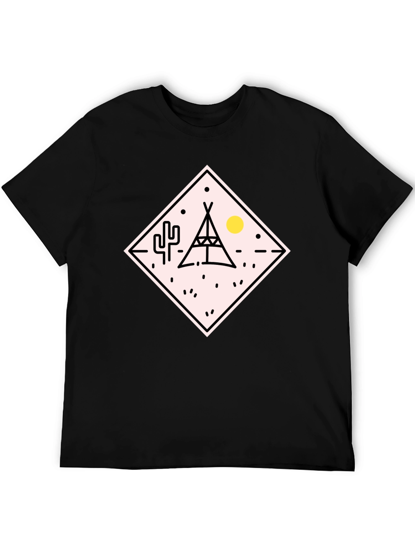 Teepee Desert Graphic T-Shirt - Black