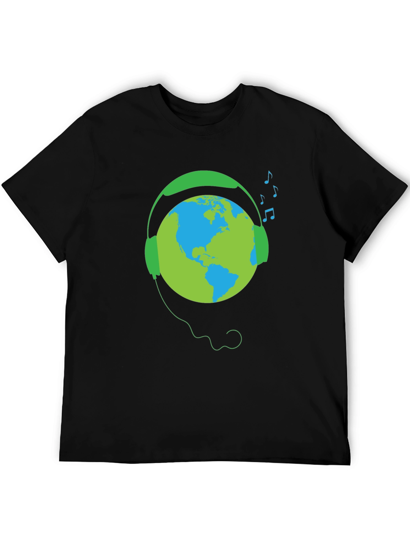 Earth Globe Headphones Graphic T-Shirt