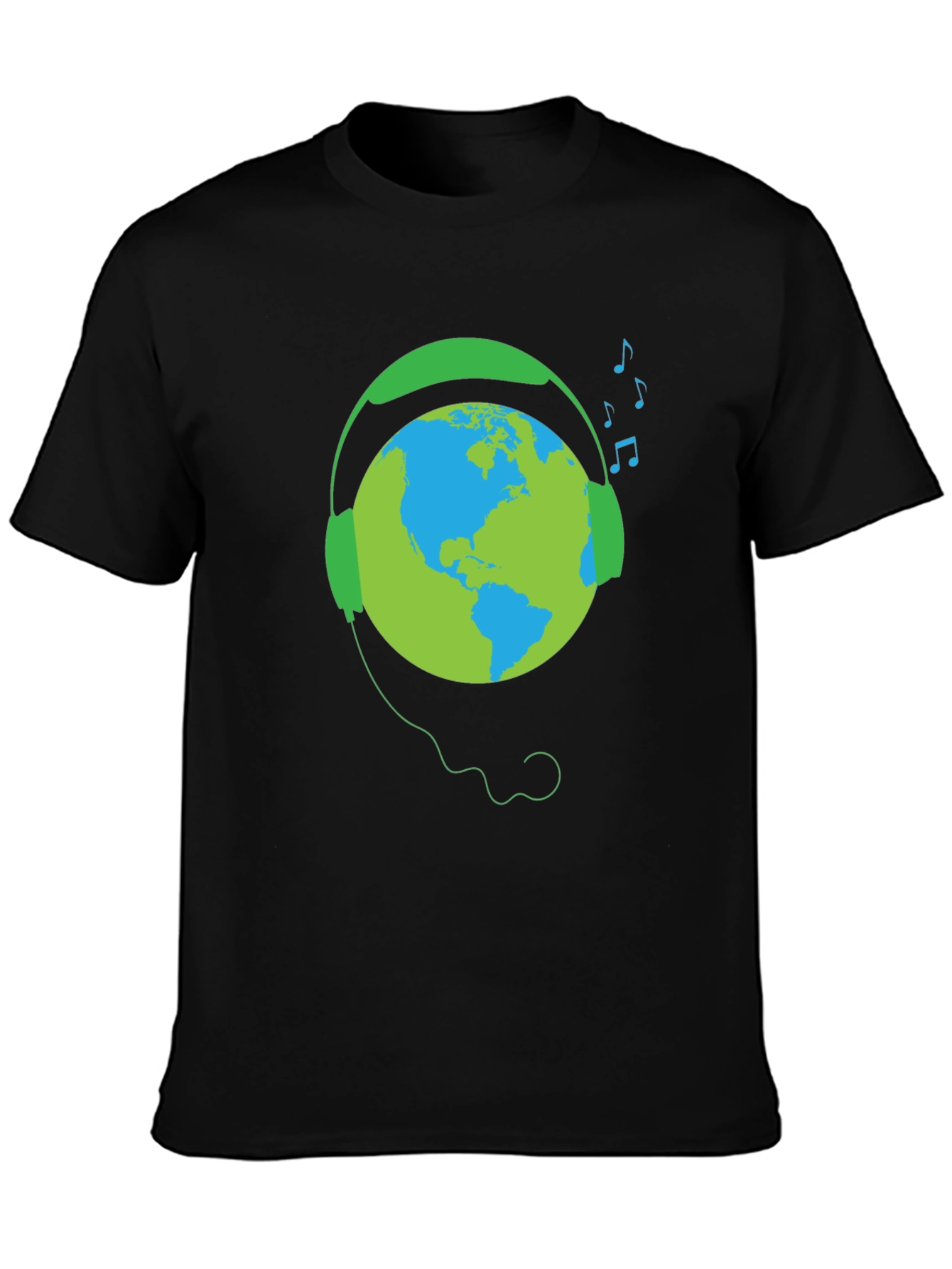 Earth Globe Headphones Graphic T-Shirt