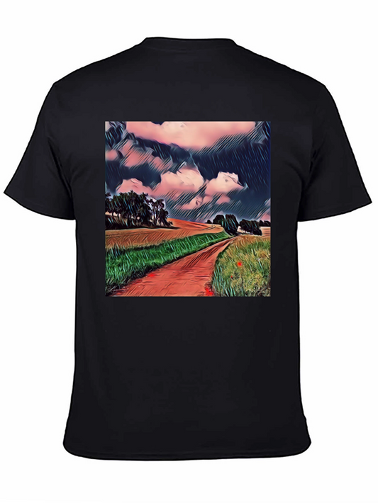 Artistic Landscape T-Shirt - Country Road Design