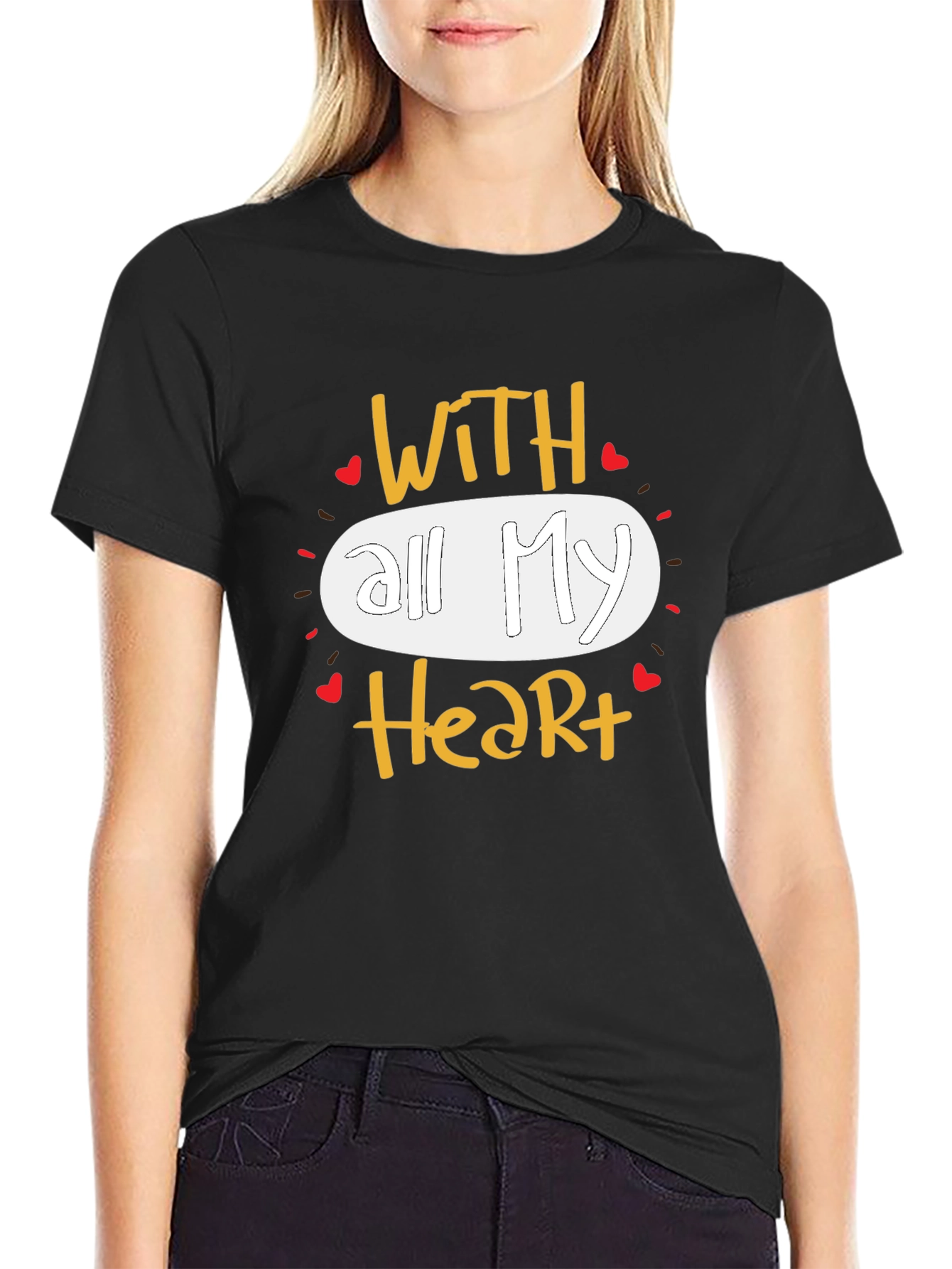 With All My Heart Graphic T-Shirt Casual Wear