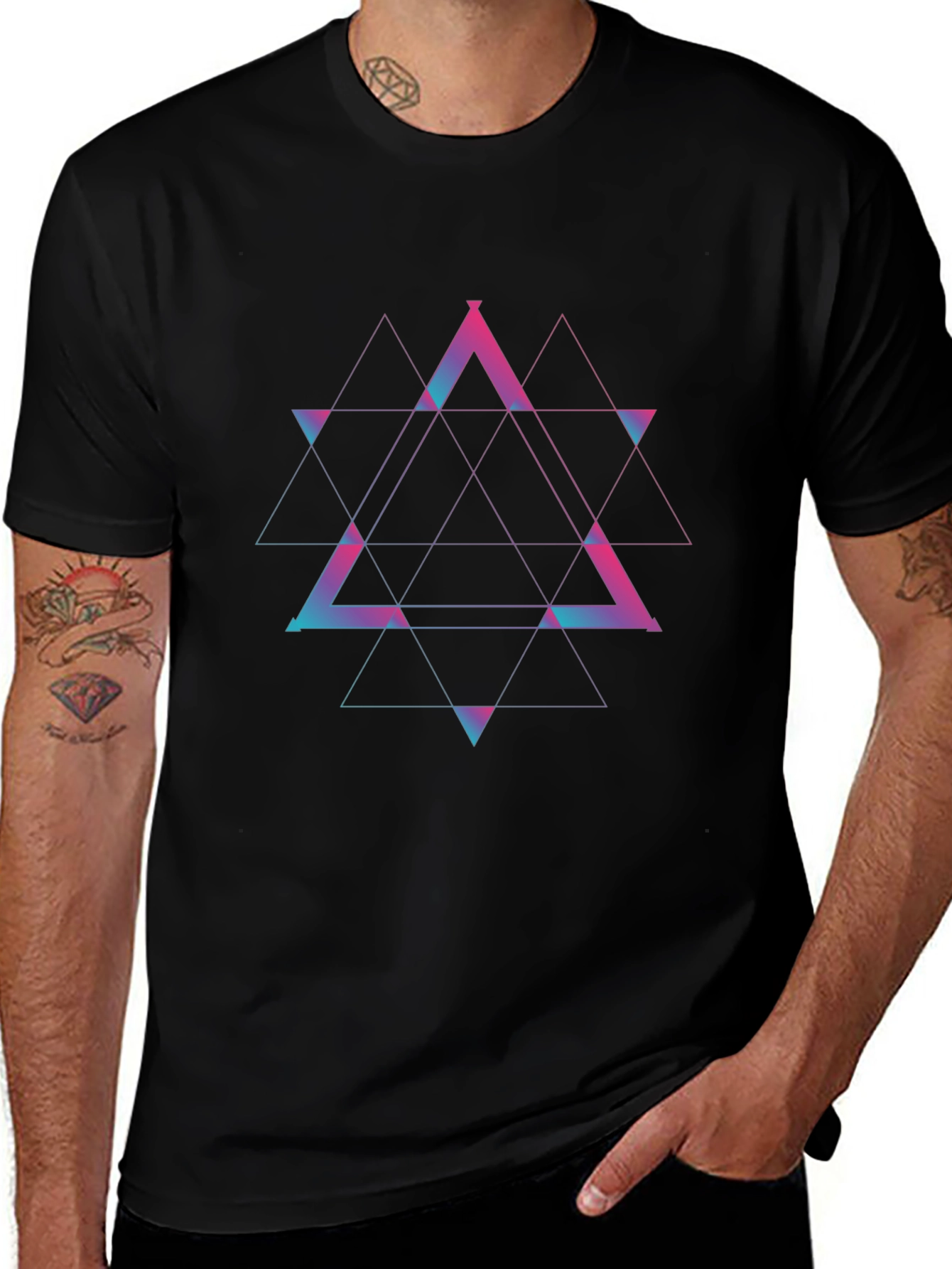 Geometric Gradient Triangle T-Shirt