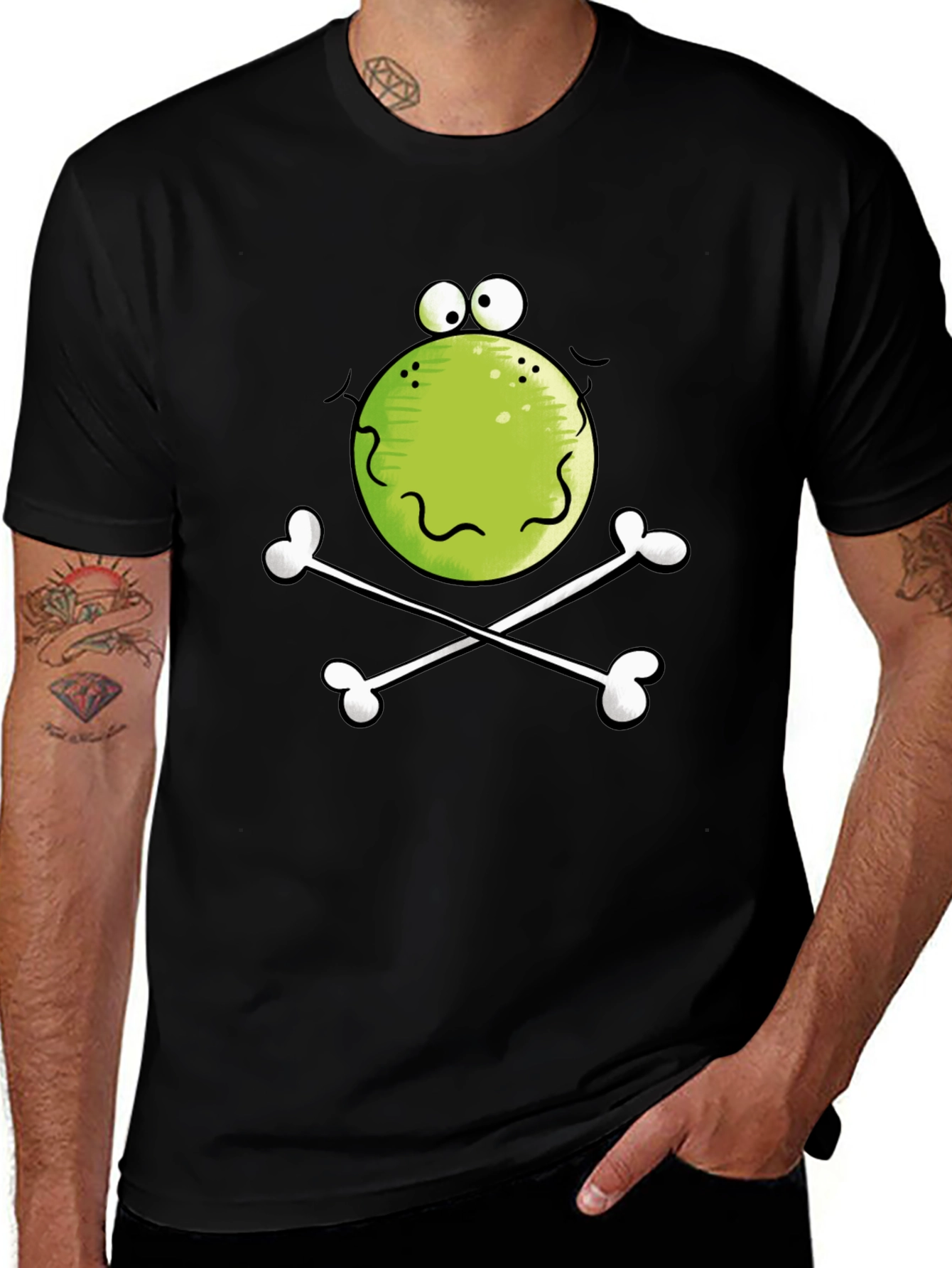 Funny Frog Skull Black T-Shirt
