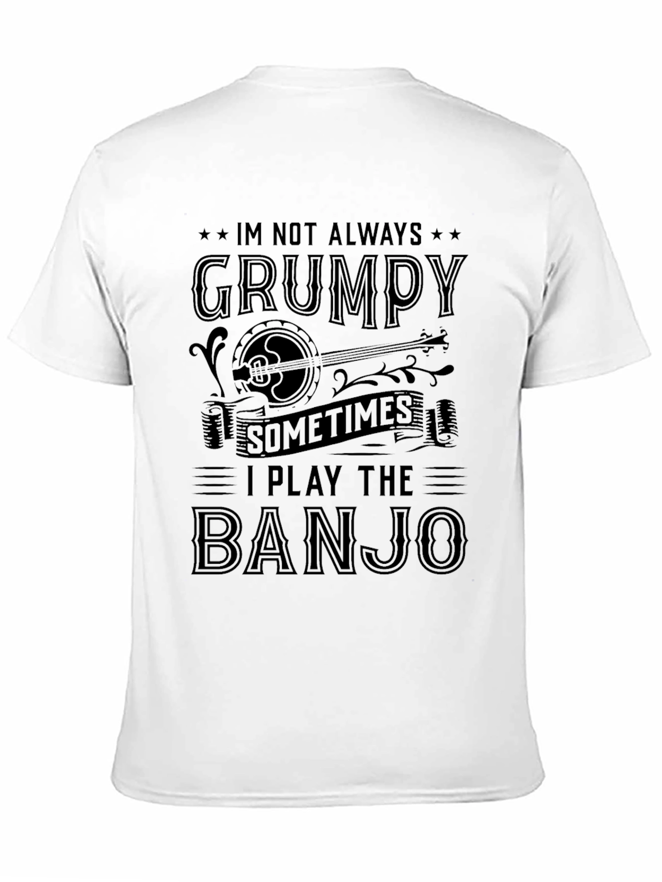 Grumpy Banjo Player Black Graphic Tee