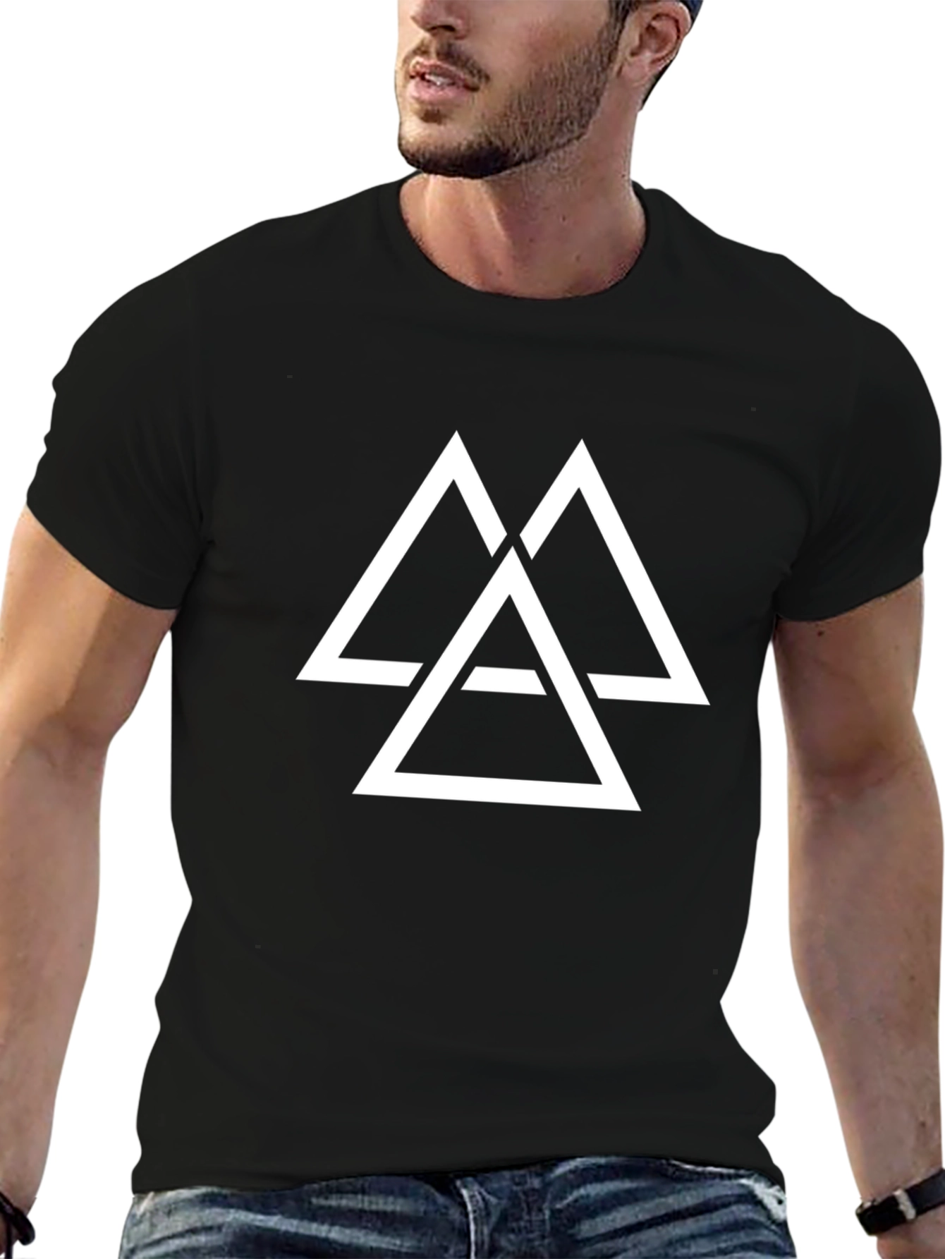 Abstract Triangle Graphic Black T-Shirt