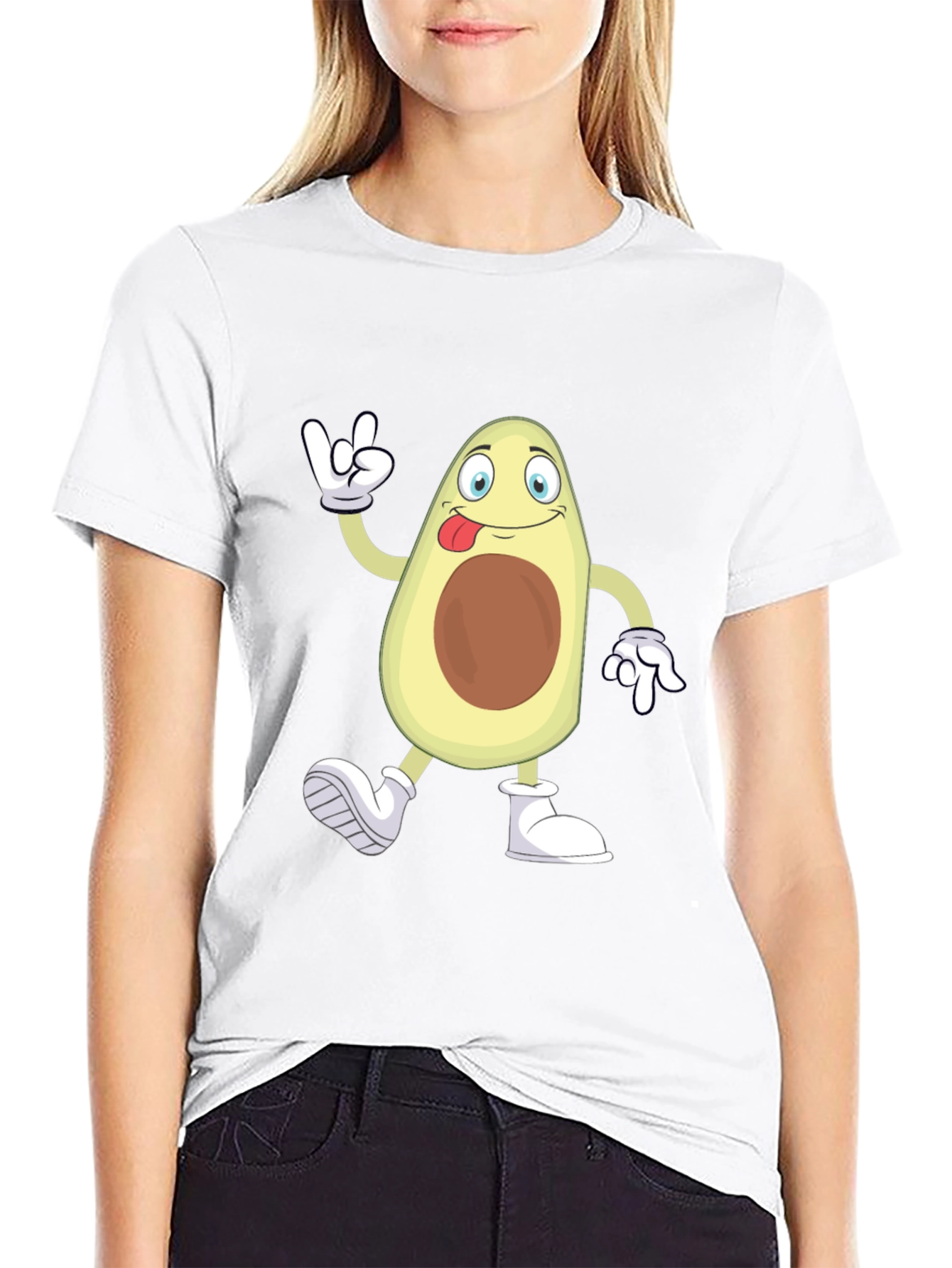 Funny Avocado Cartoon Graphic Black T-Shirt