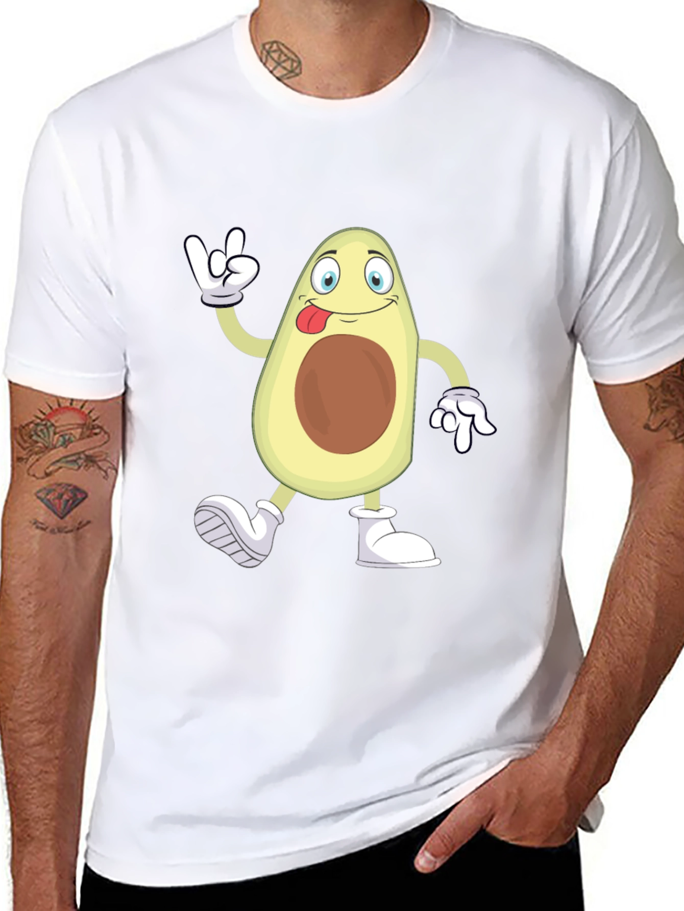 Funny Avocado Cartoon Graphic Black T-Shirt