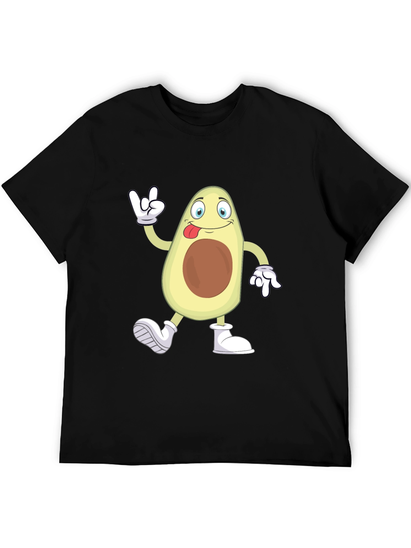 Funny Avocado Cartoon Graphic Black T-Shirt