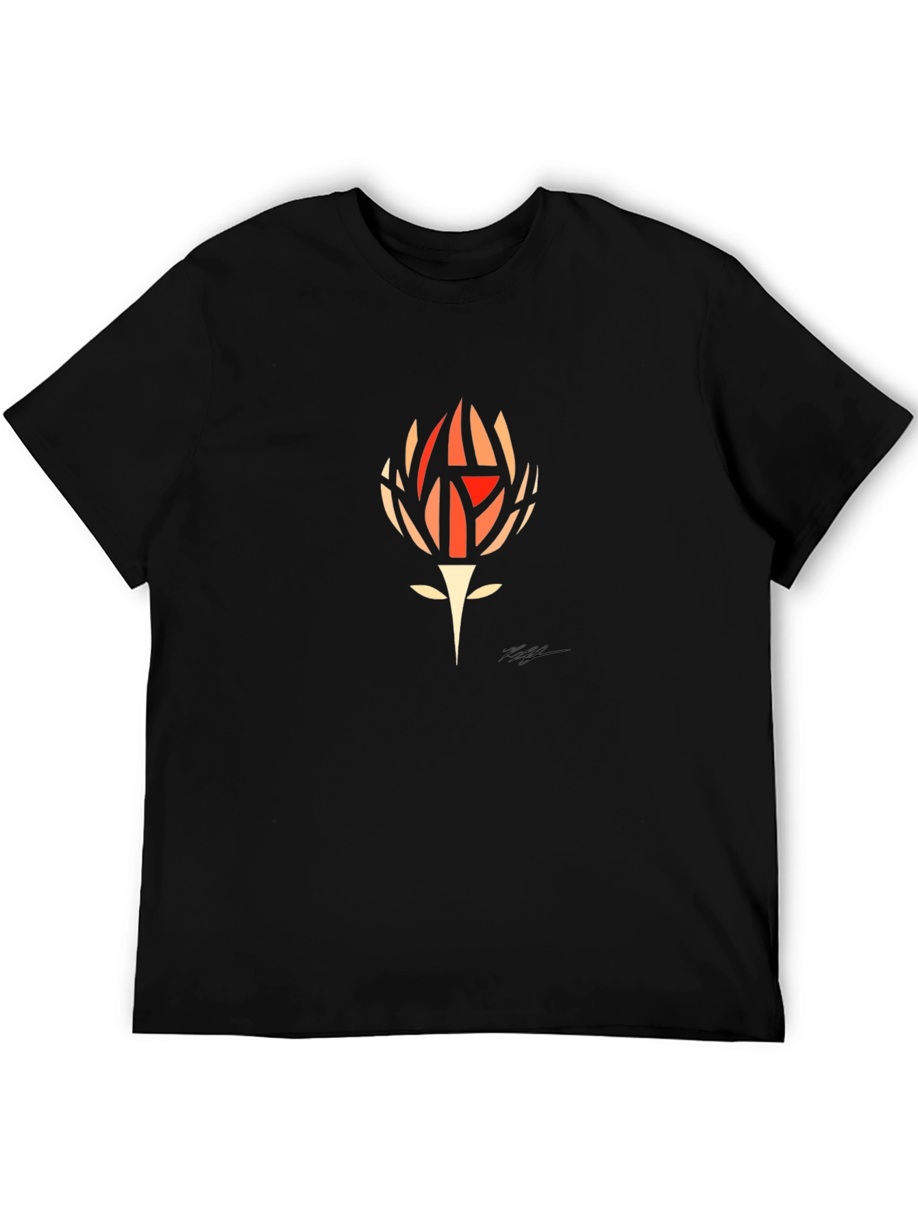 Abstract Floral Graphic Tee - Black
