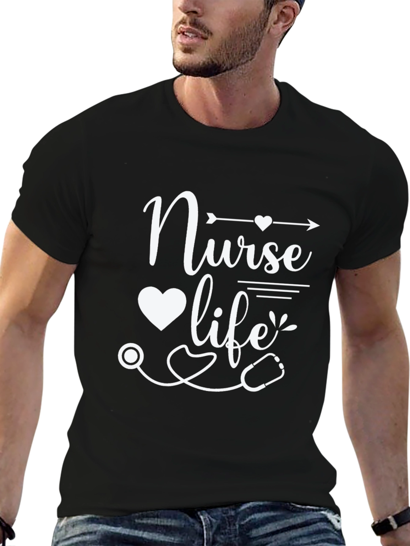 Nurse Life T-Shirt - Heart & Stethoscope Graphic Tee