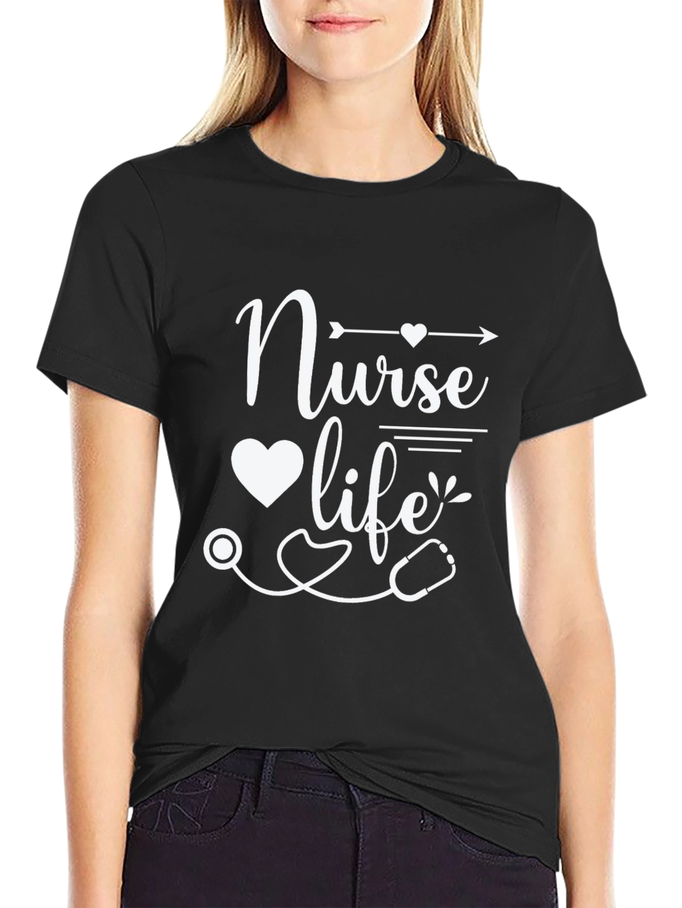 Nurse Life T-Shirt - Heart & Stethoscope Graphic Tee