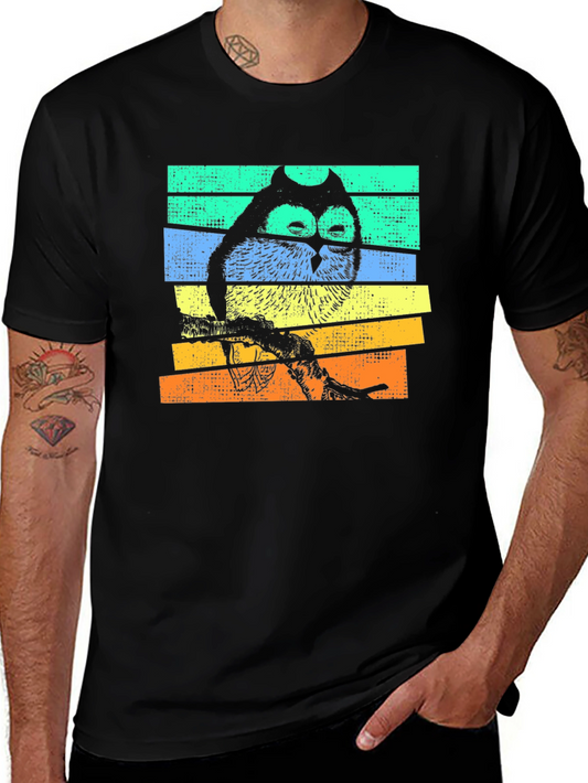 Retro Owl Graphic T-Shirt - Unisex Black Tee