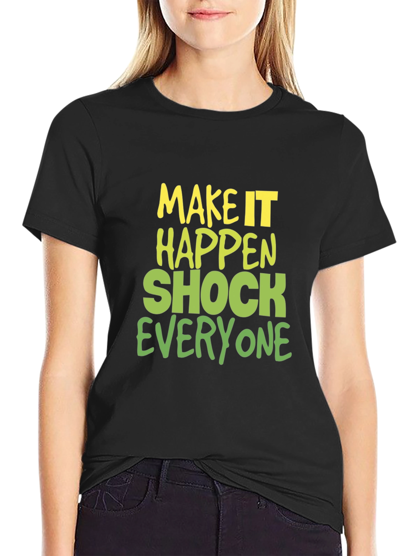 Make it Happen Graphic Tee - Black Cotton Blend