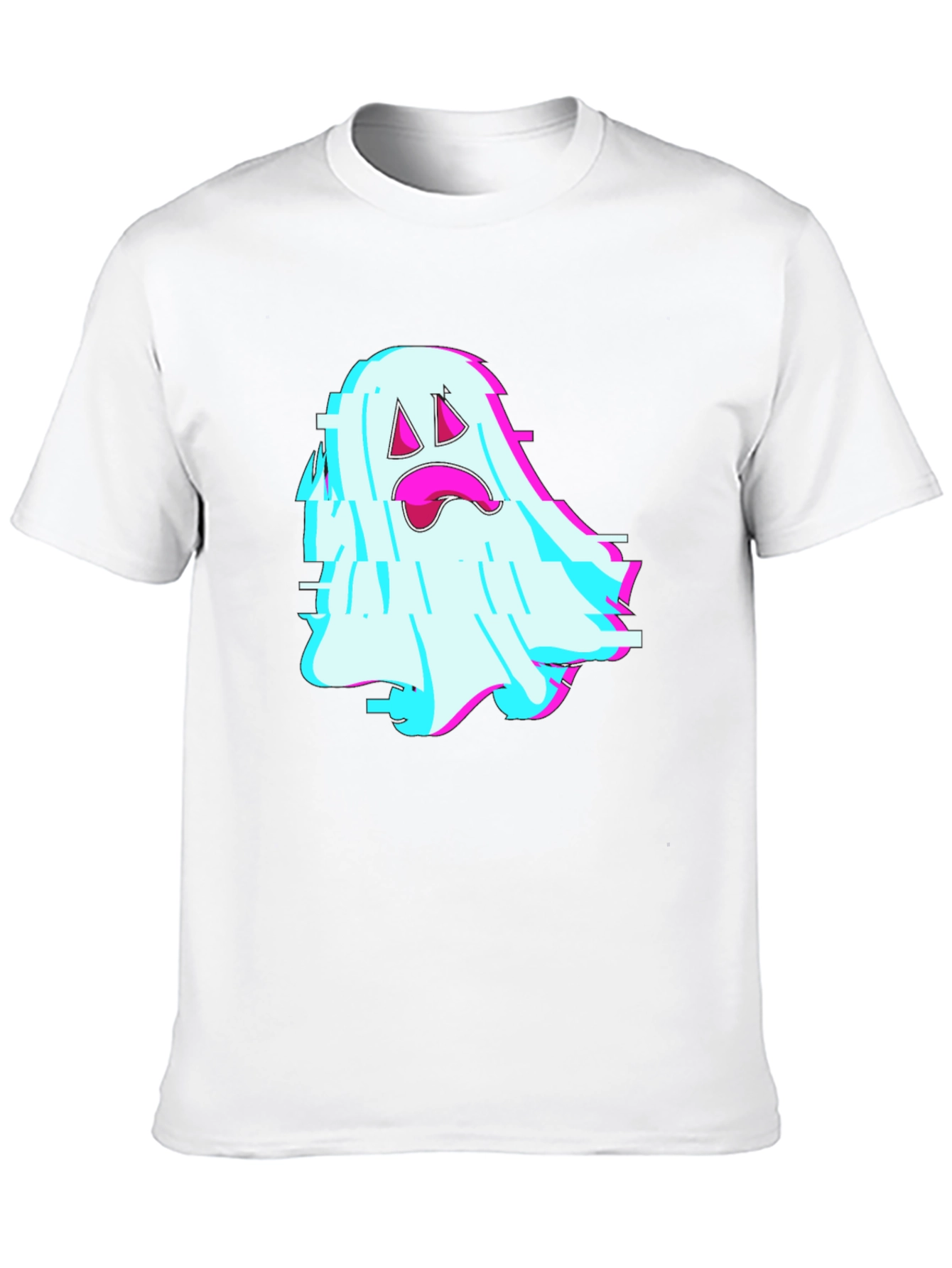 Glitch Ghost Graphic Tee - Soft Black Cotton Blend