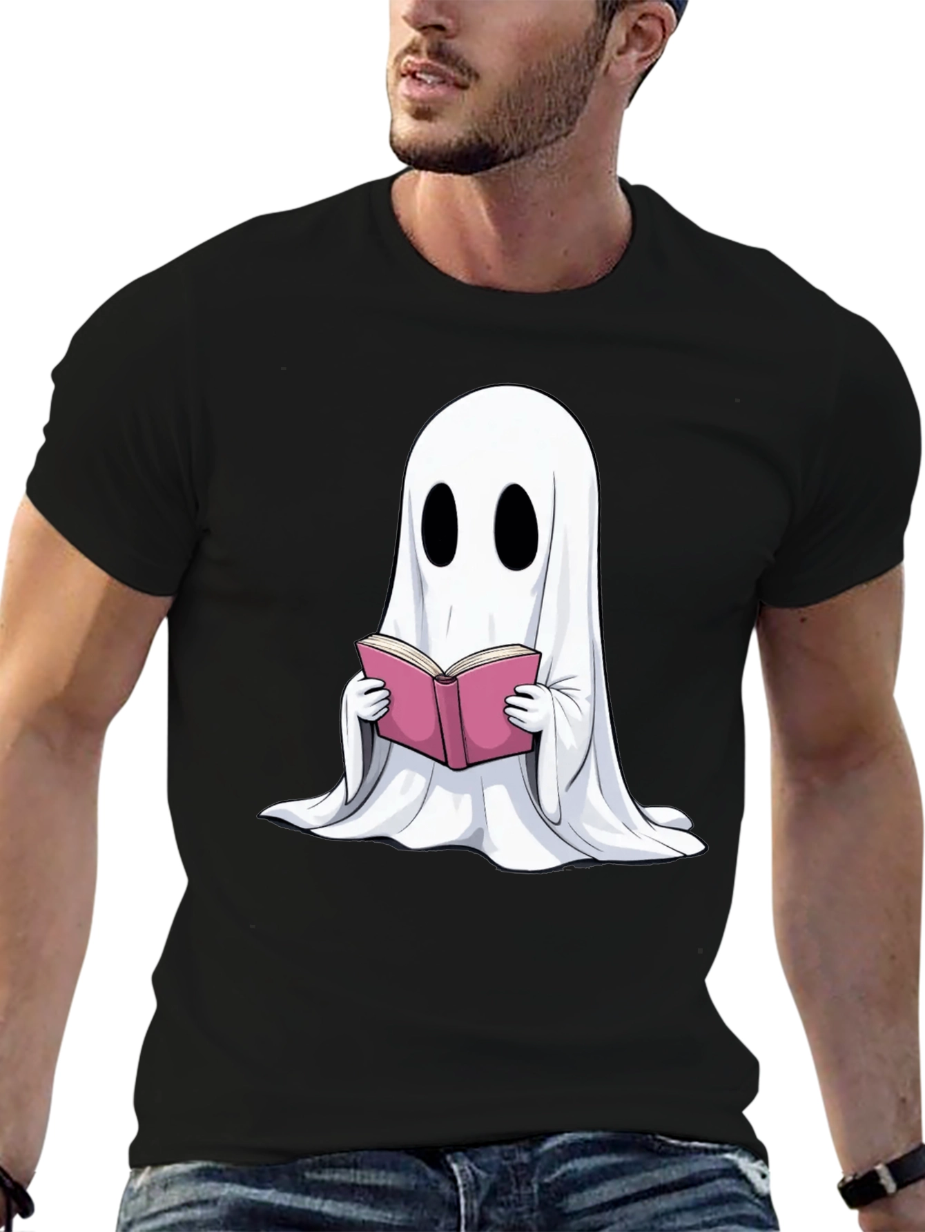 Ghost Reading Book Graphic T-Shirt - Spooky Season