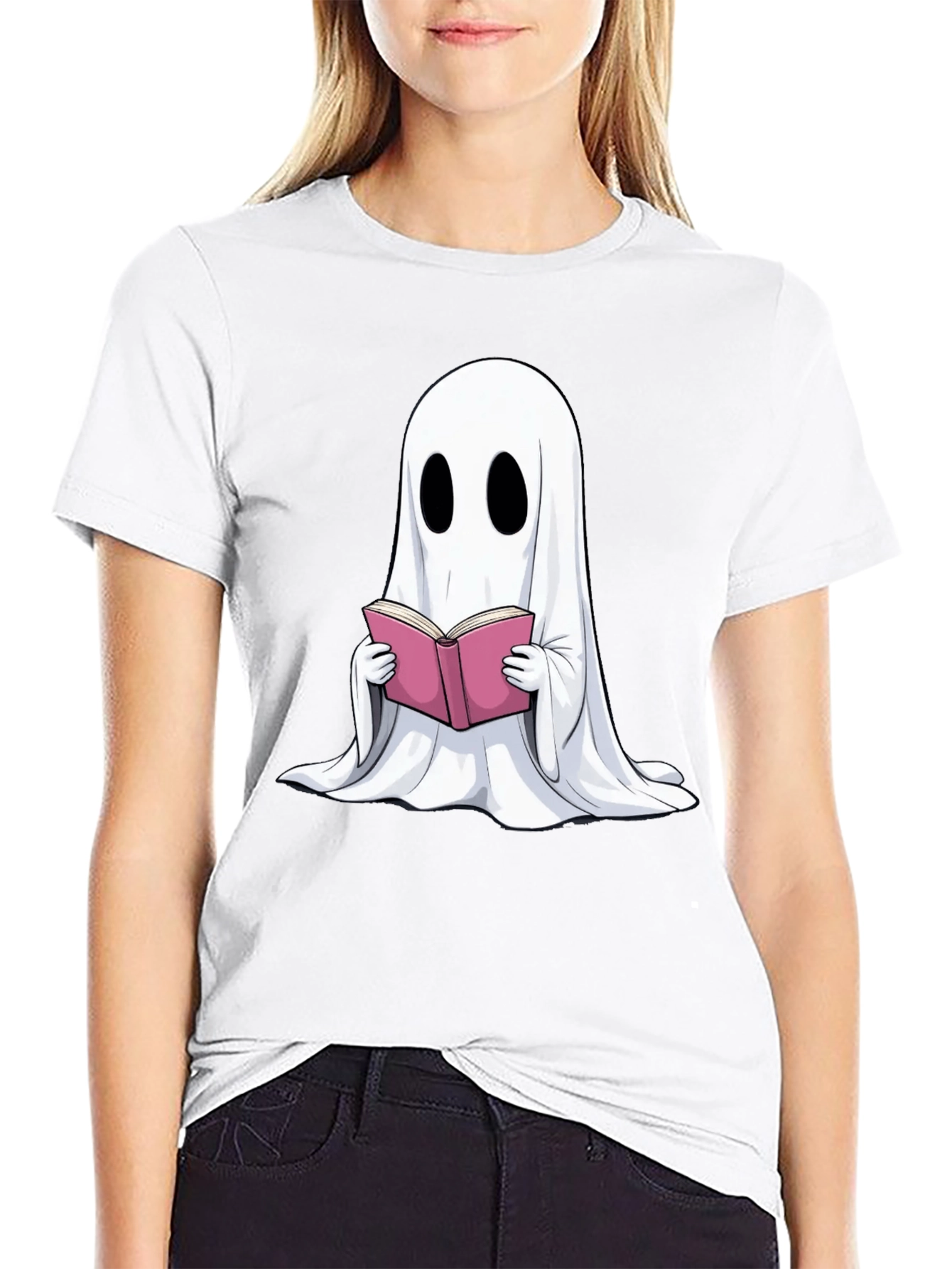 Ghost Reading Book Graphic T-Shirt - Spooky Season