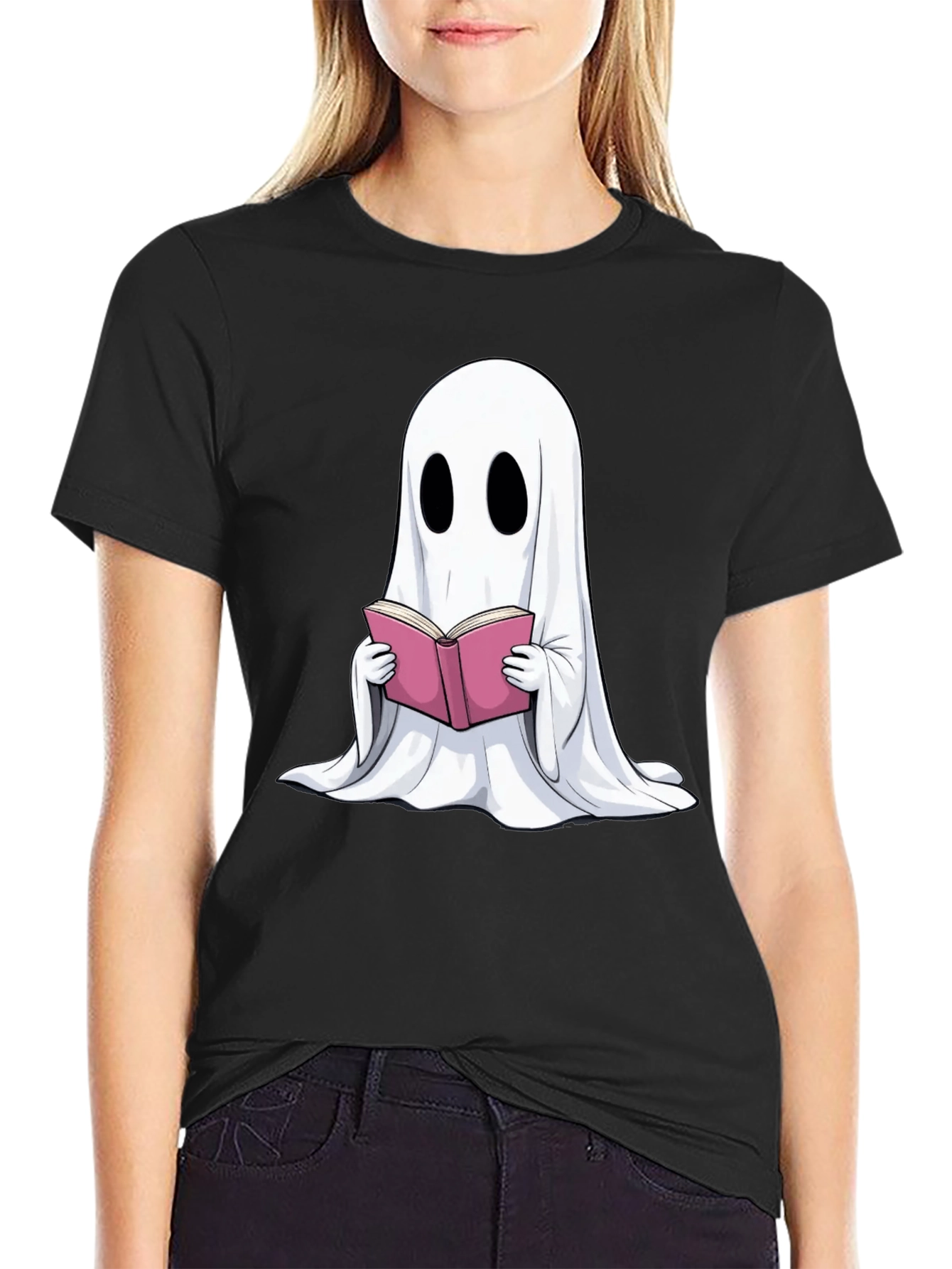 Ghost Reading Book Graphic T-Shirt - Spooky Season