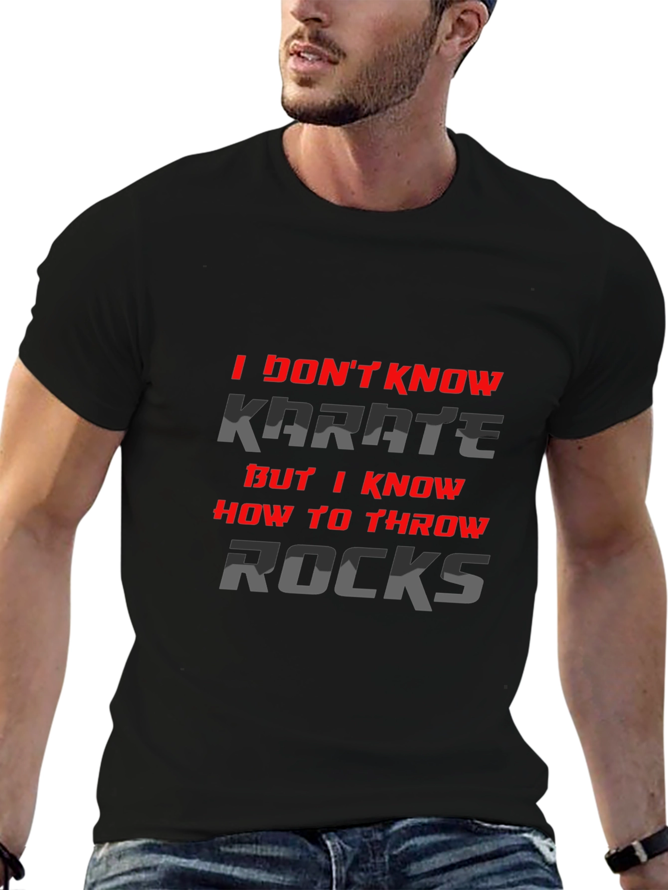 I Dont Know Karate But I Throw Rocks T-Shirt