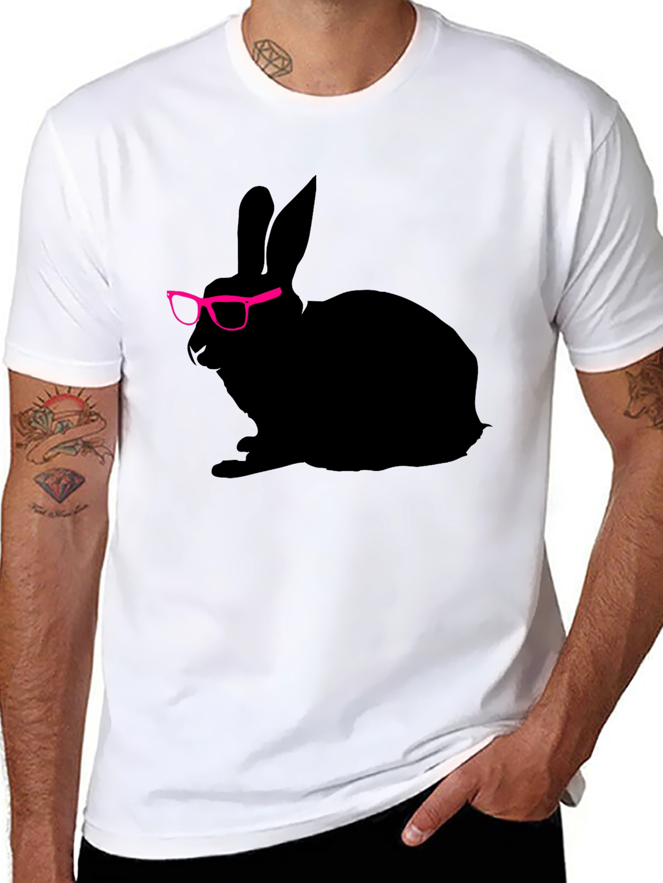 Cool Rabbit with Glasses Graphic Tee