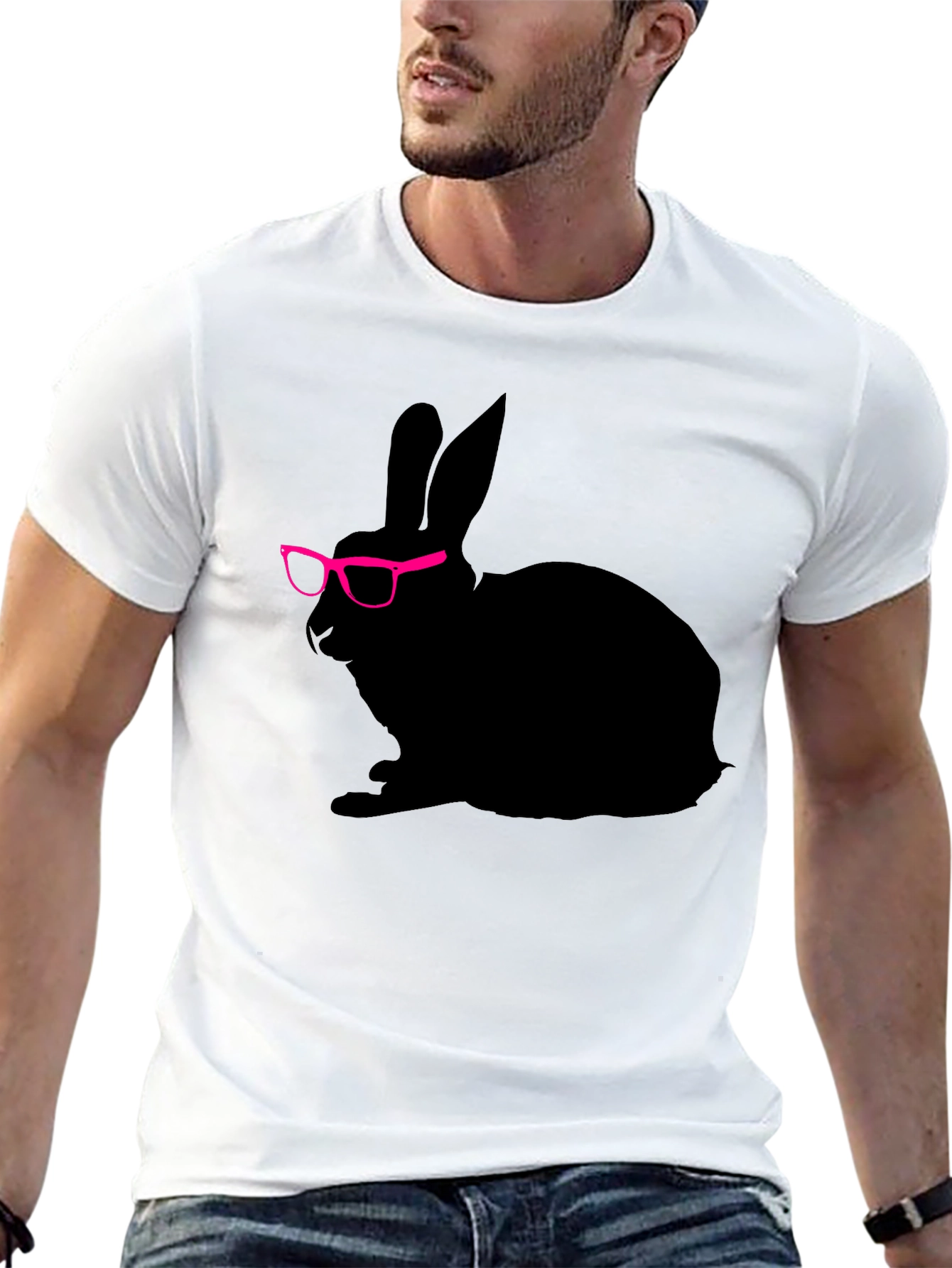 Cool Rabbit with Glasses Graphic Tee