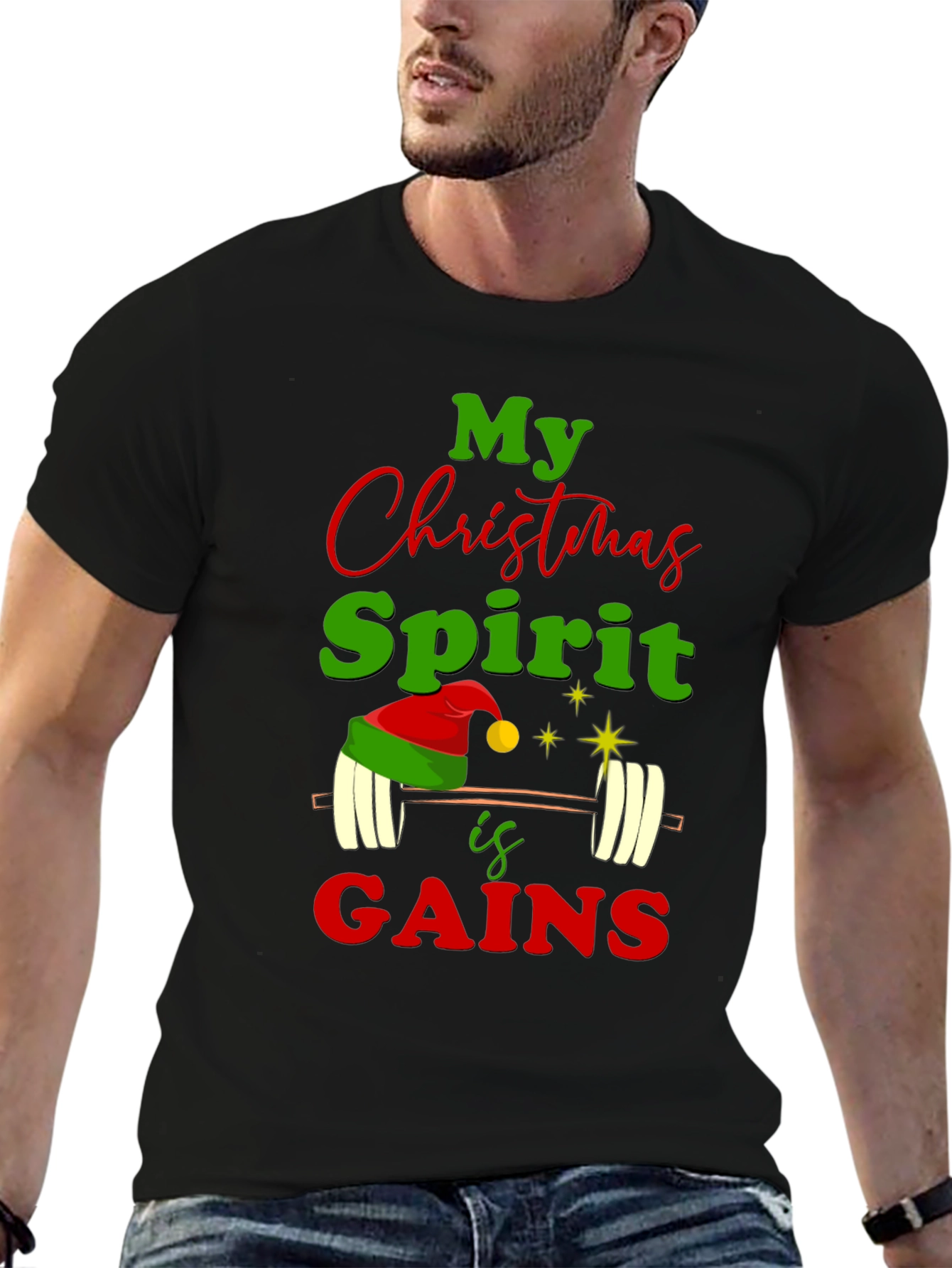 Christmas Spirit Gains Gym Workout T-Shirt