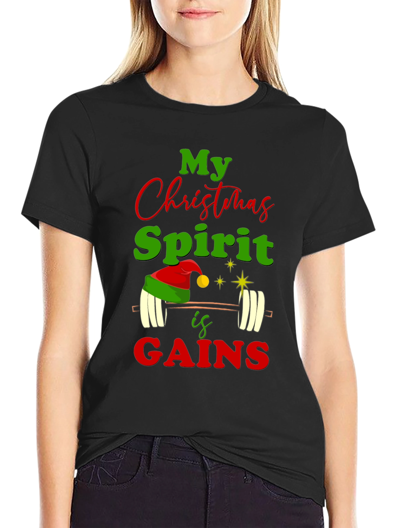 Christmas Spirit Gains Gym Workout T-Shirt