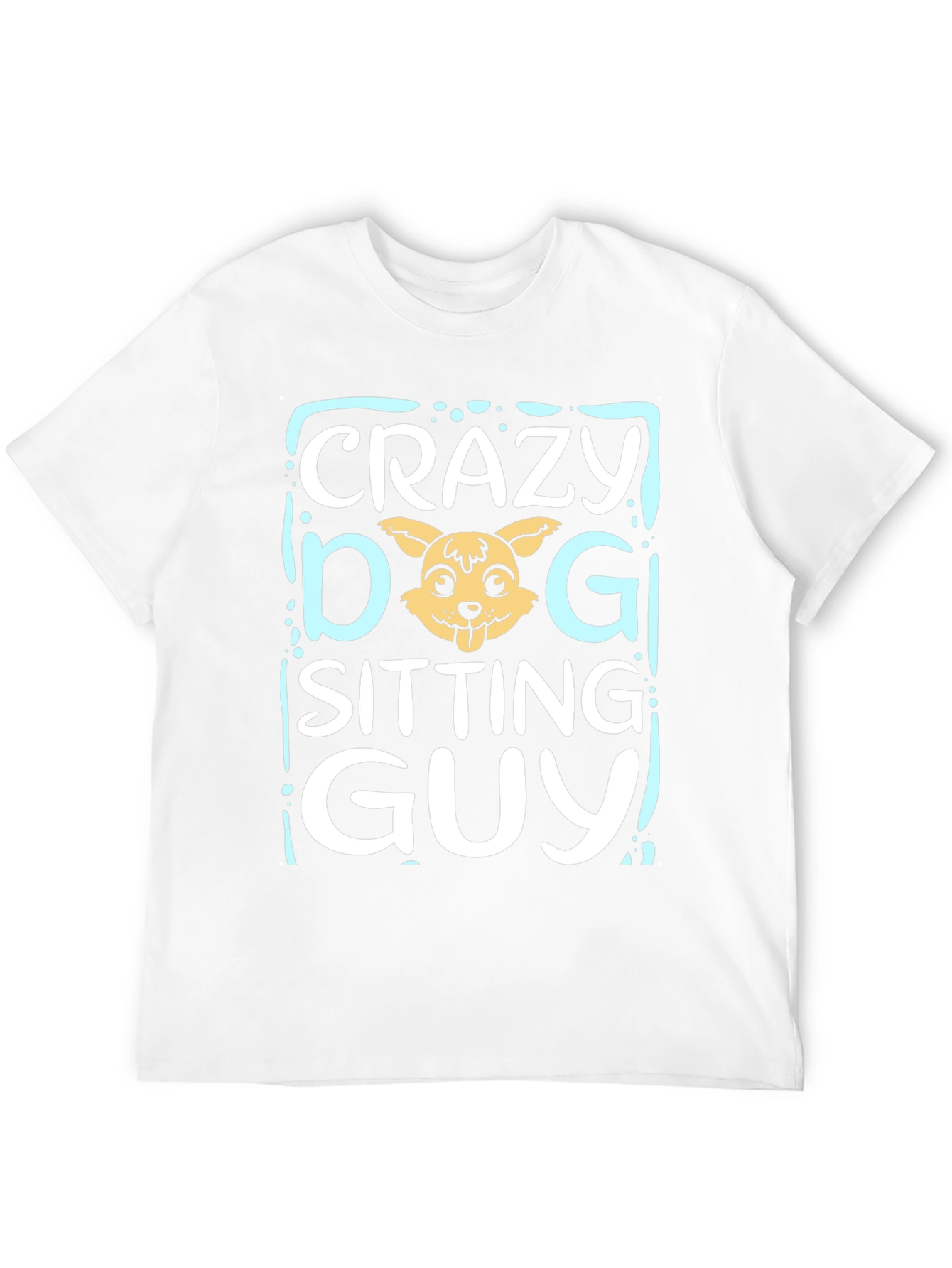 Crazy Dog Sitting Guy Black Graphic T-Shirt