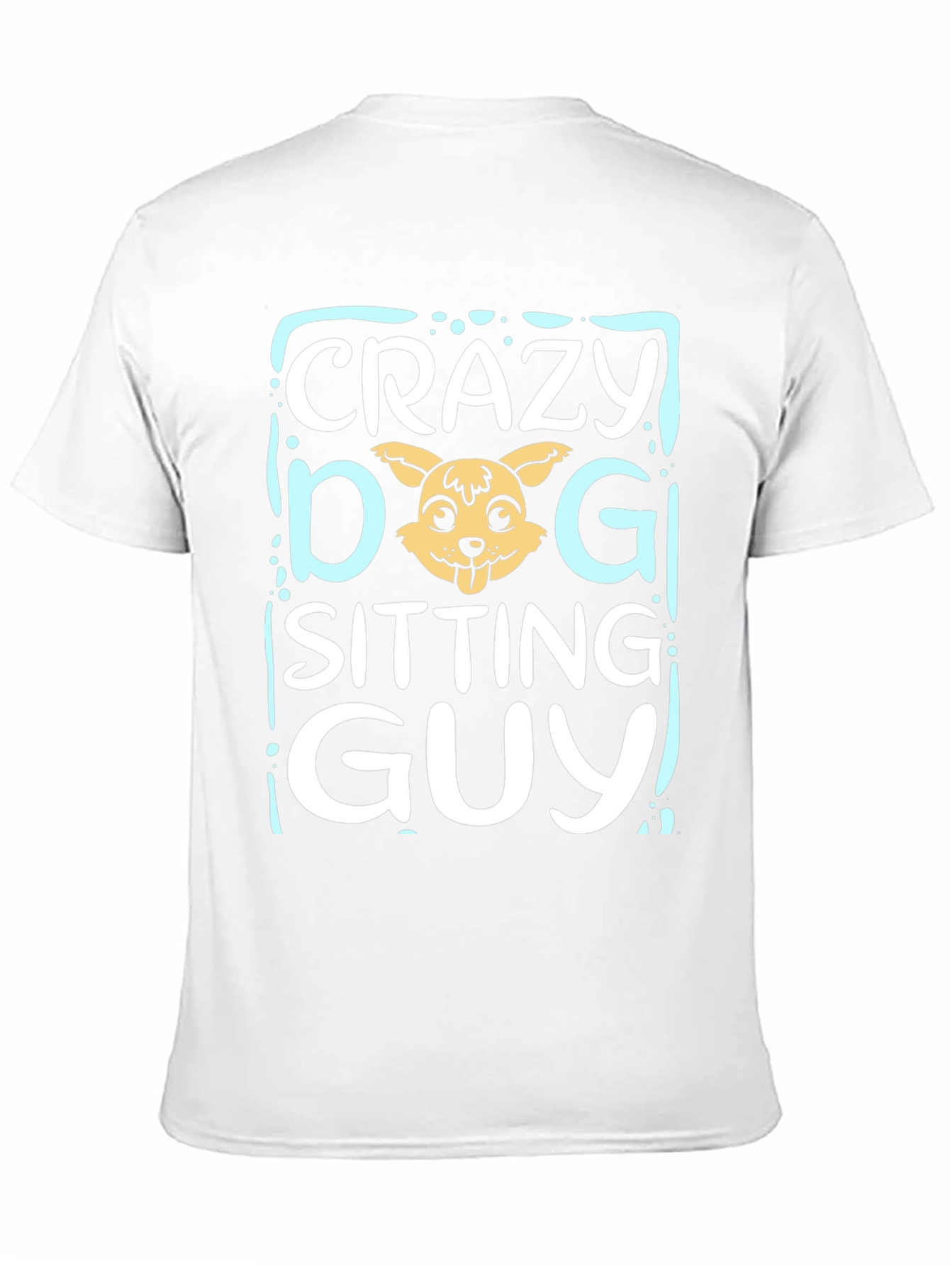 Crazy Dog Sitting Guy Black Graphic T-Shirt