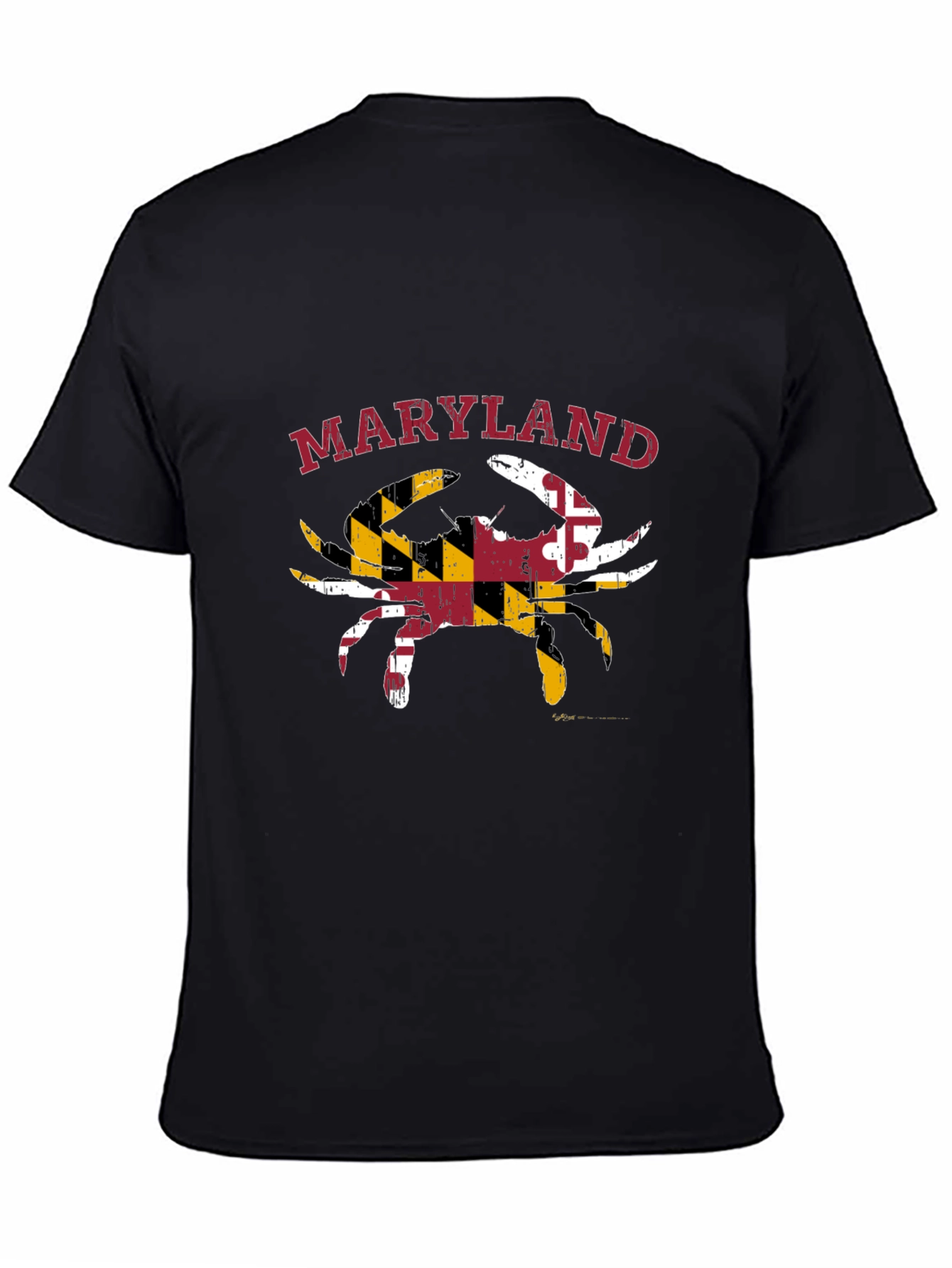 Maryland Crab State Flag T-Shirt Black