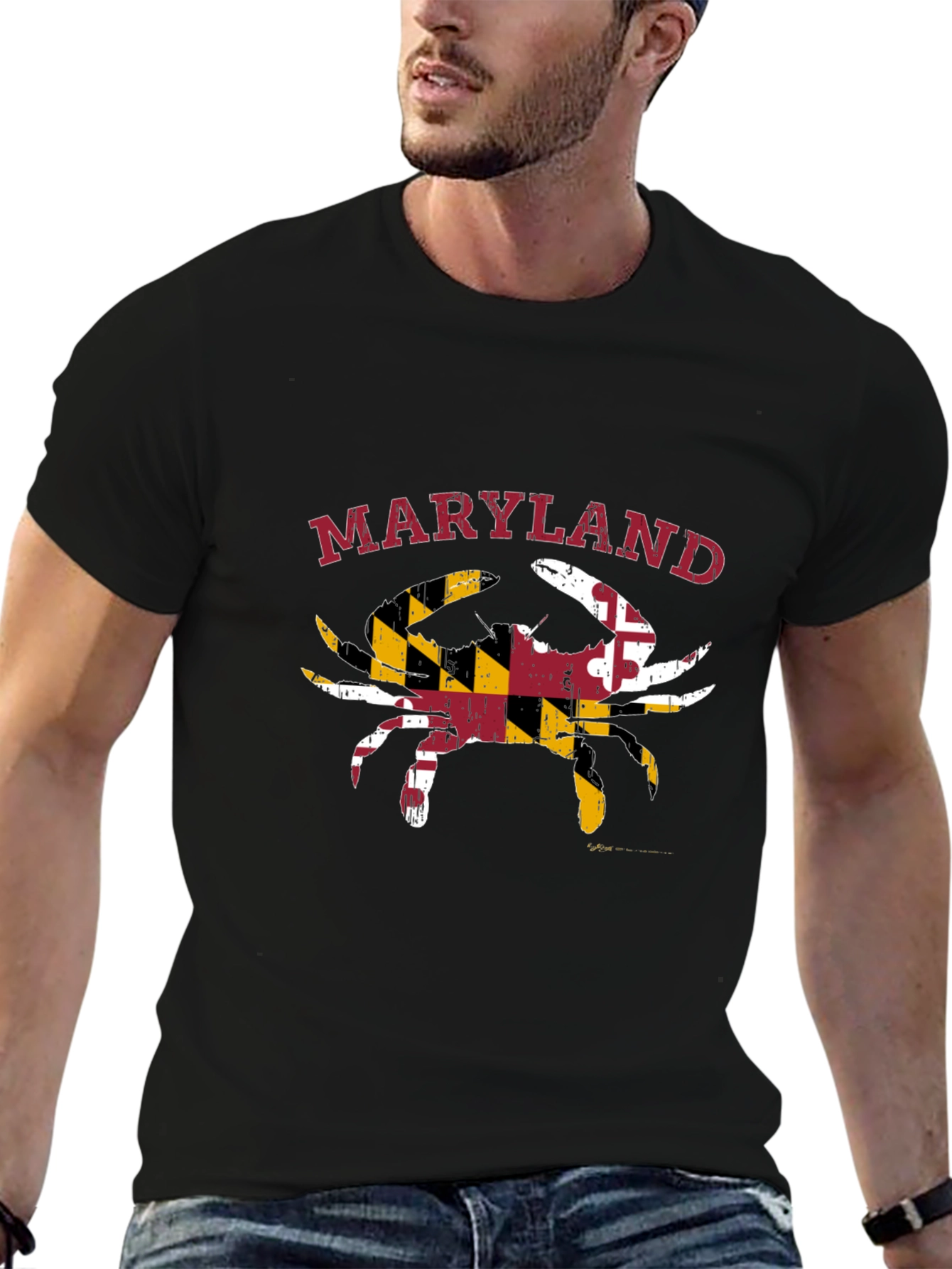 Maryland Crab State Flag T-Shirt Black
