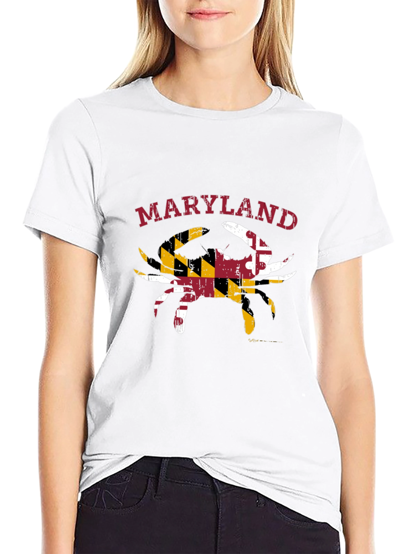 Maryland Crab State Flag T-Shirt Black