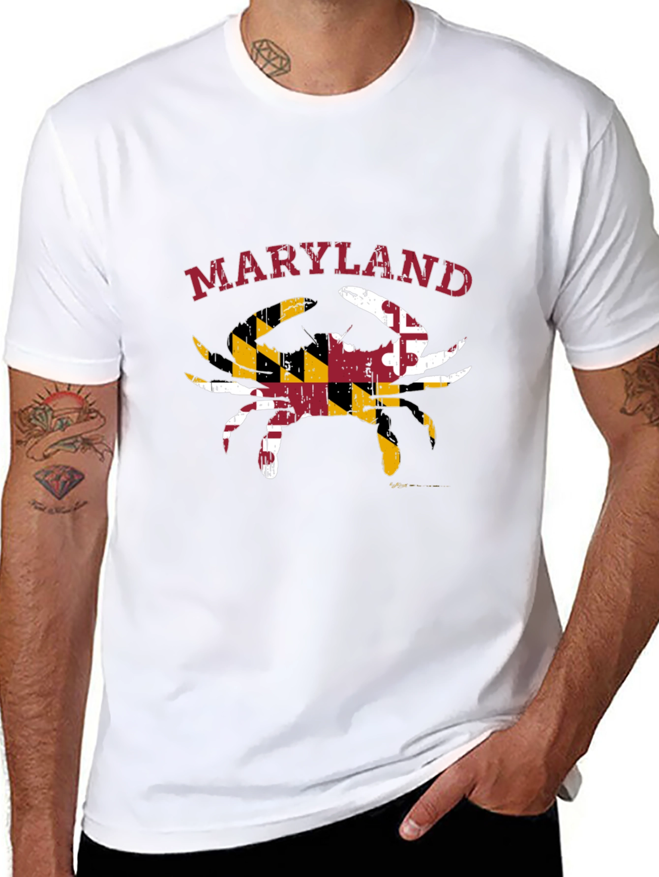 Maryland Crab State Flag T-Shirt Black